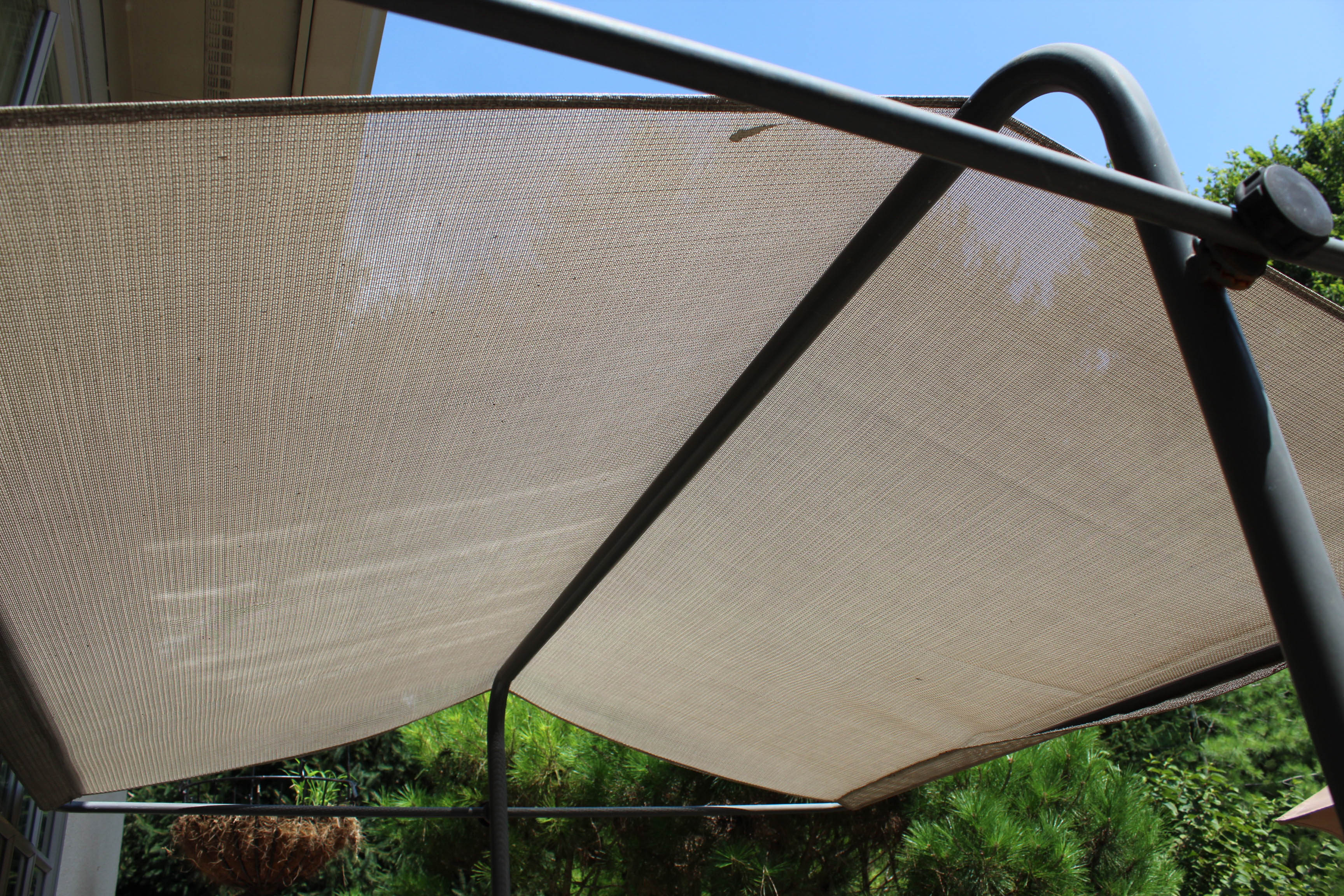 Contemporary Glass Top Metal Patio Bar with Canopy