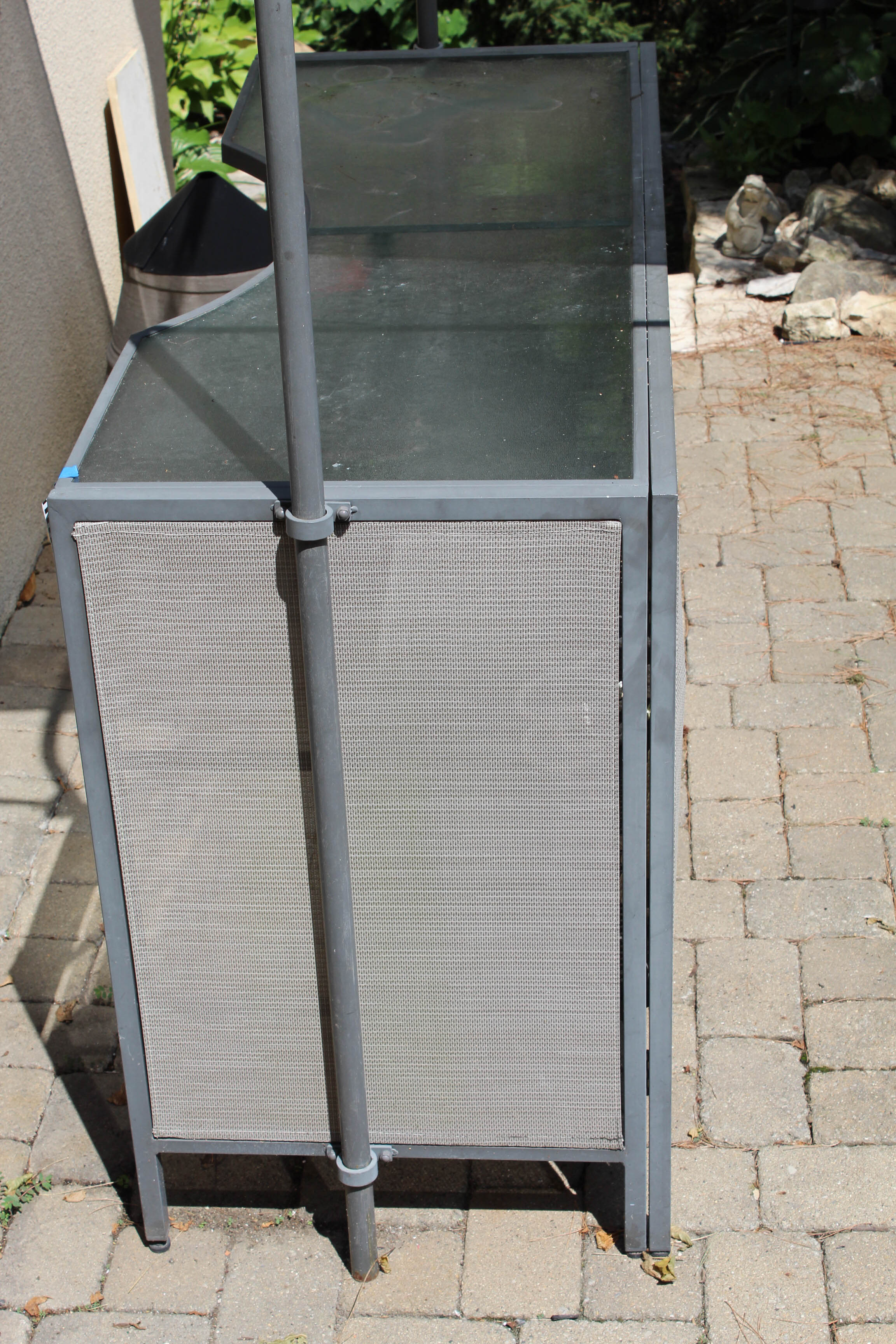 Contemporary Glass Top Metal Patio Bar with Canopy
