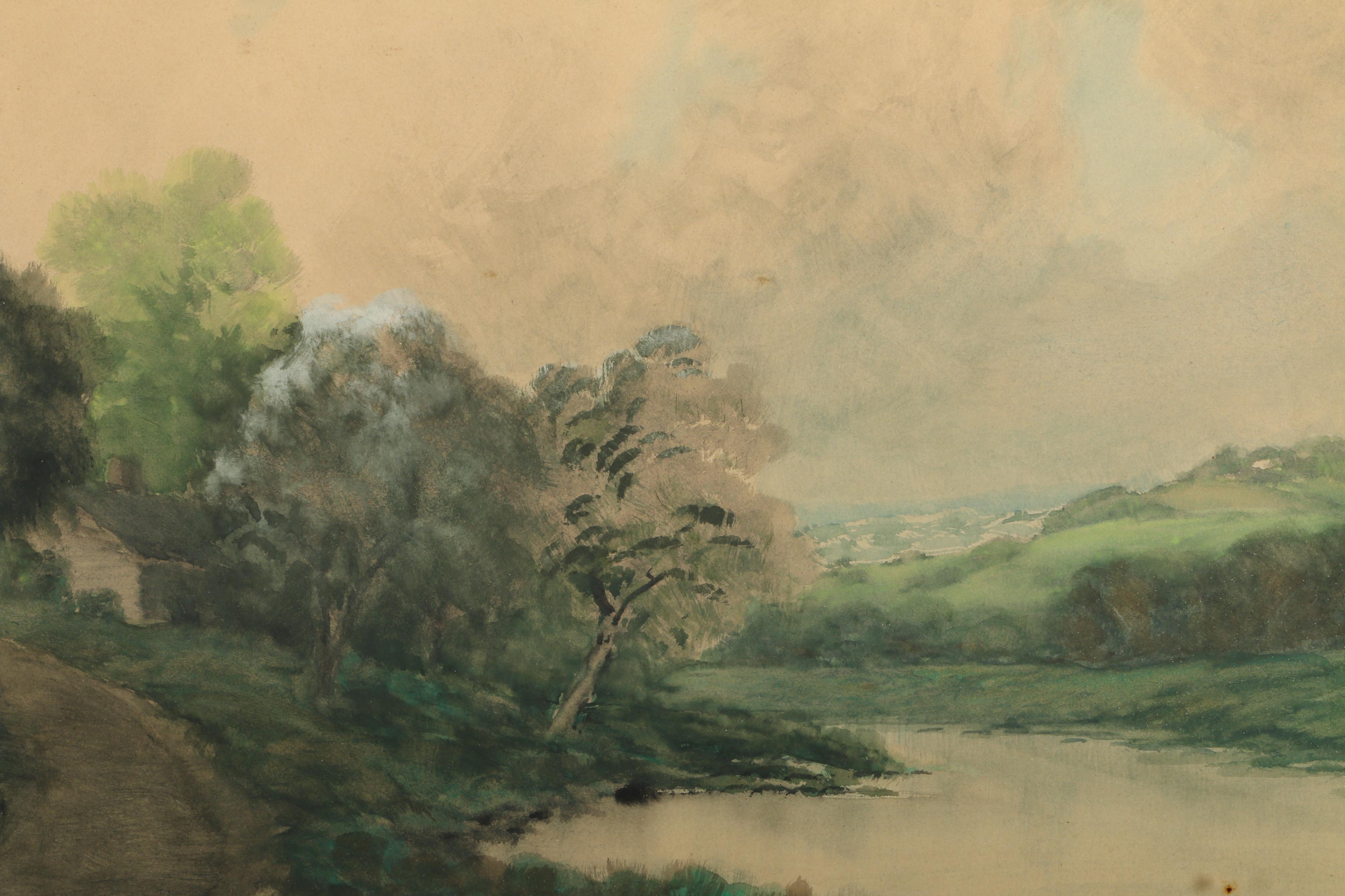 Robert Burns Wilson Antique Landscape Watercolor Painting