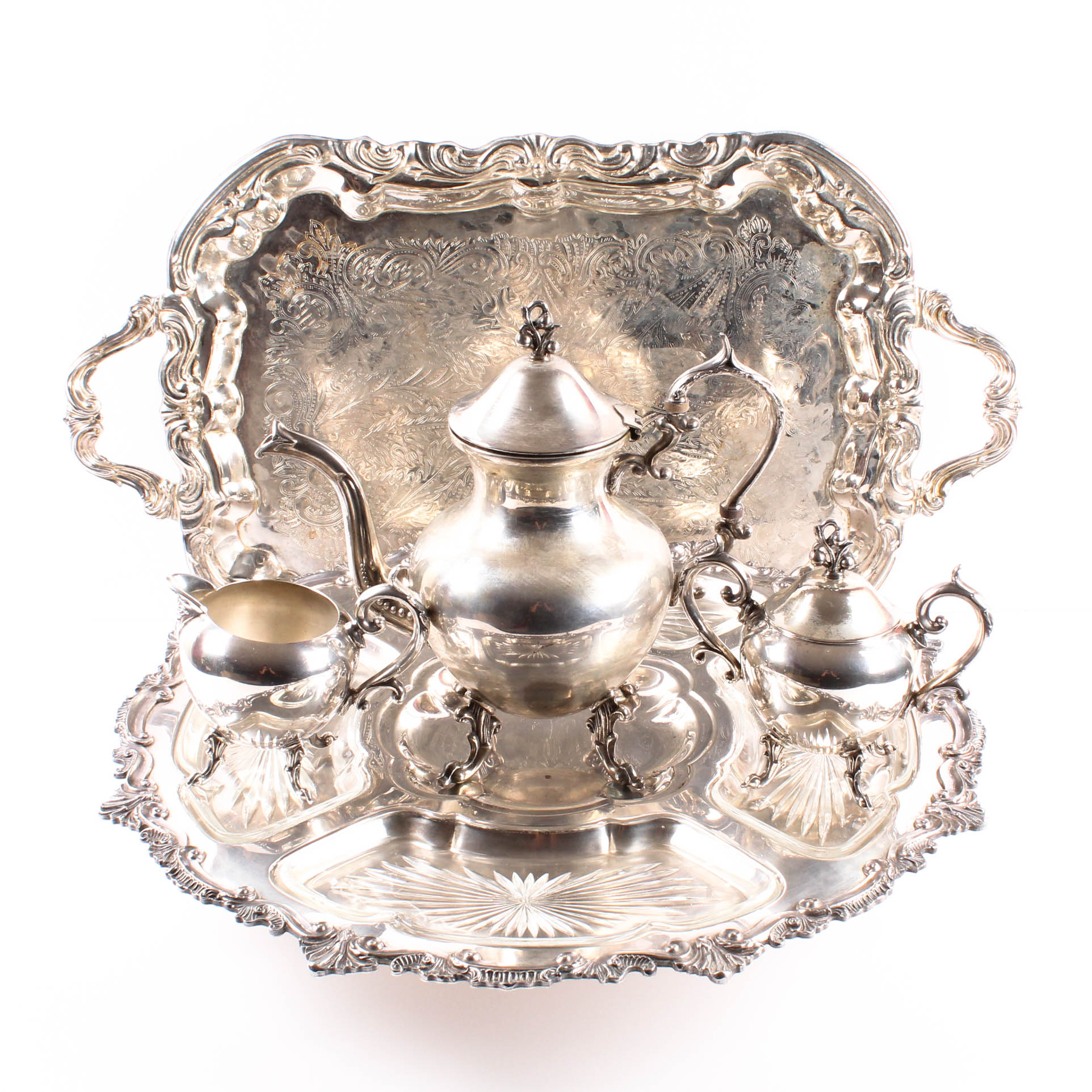 Vintage Birmingham Silver Co. Plated Silver Tea Service and Tray