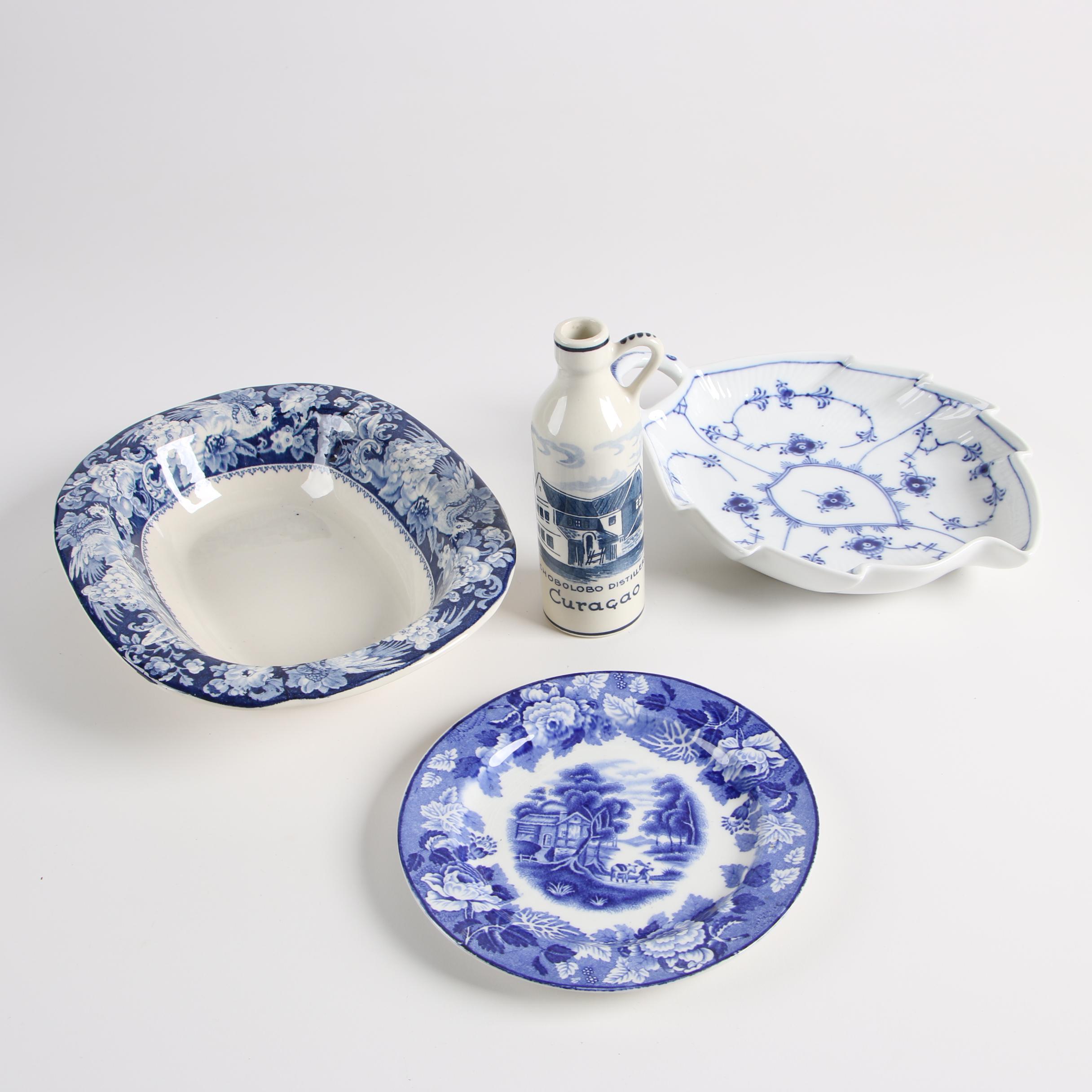 Vintage Earthenware and Porcelain Serveware featuring Royal Copenhagen and Delft