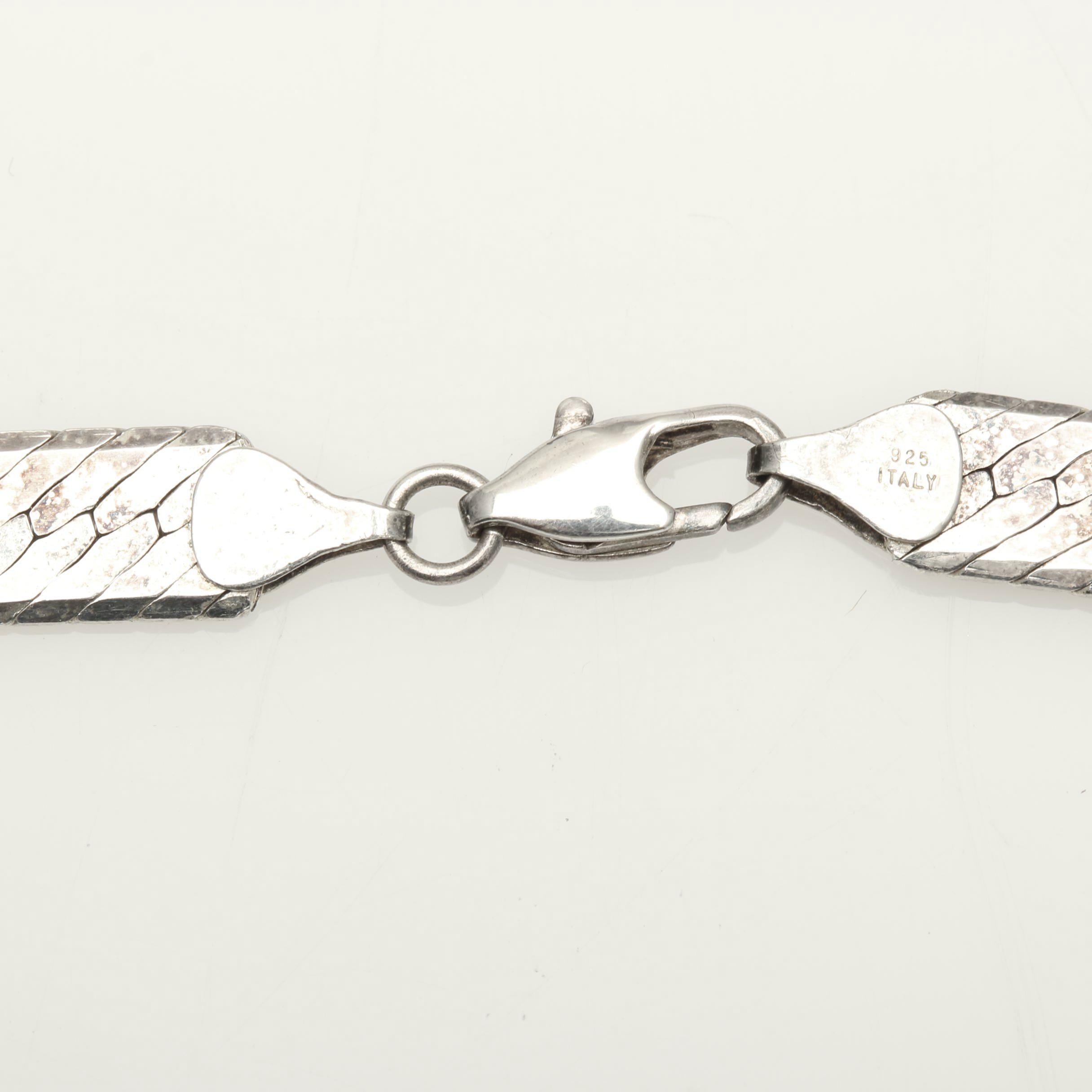 Sterling Silver Herringbone Chain Necklace
