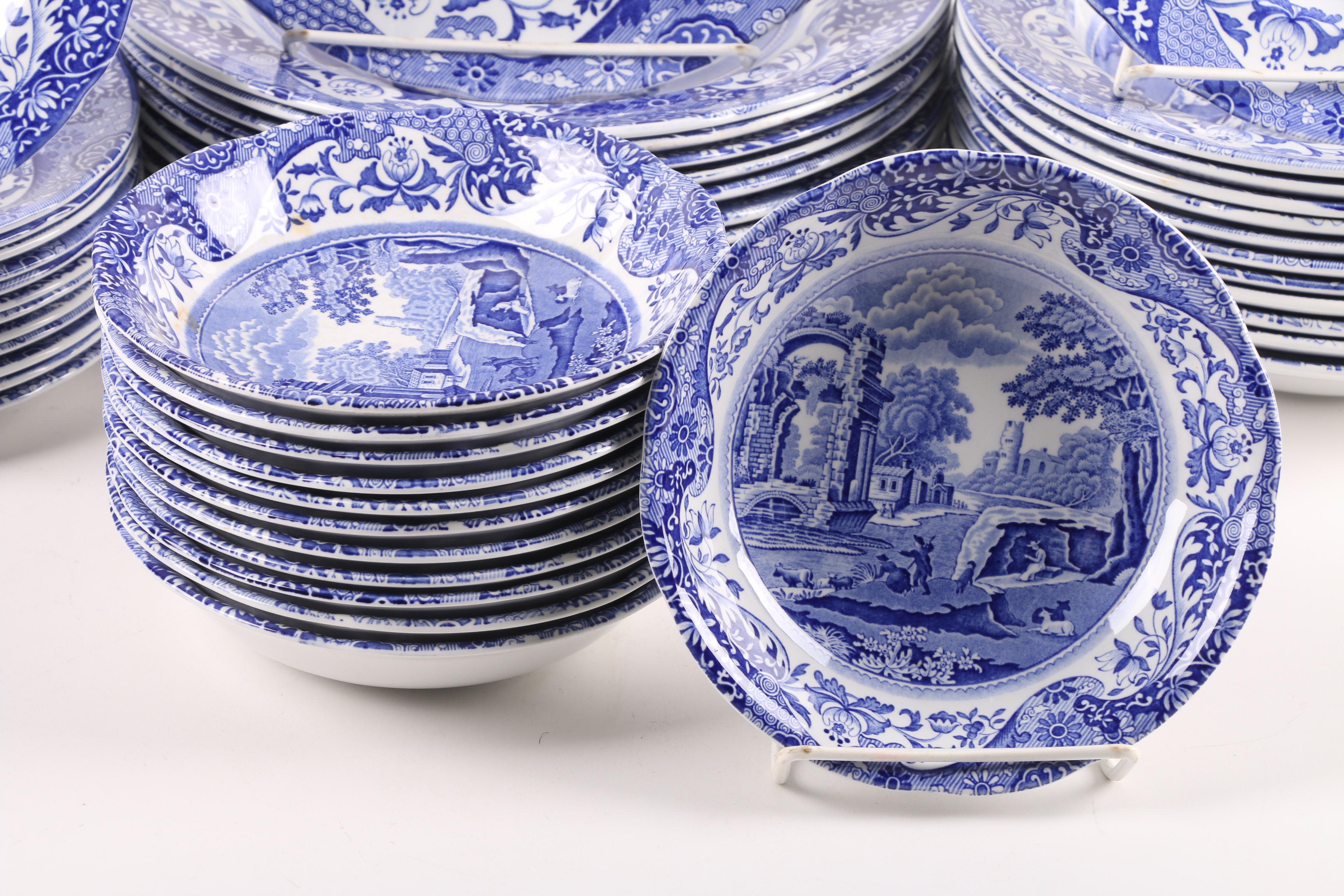 Spode Porcelain Dinnerware in the "Blue Italian" Pattern