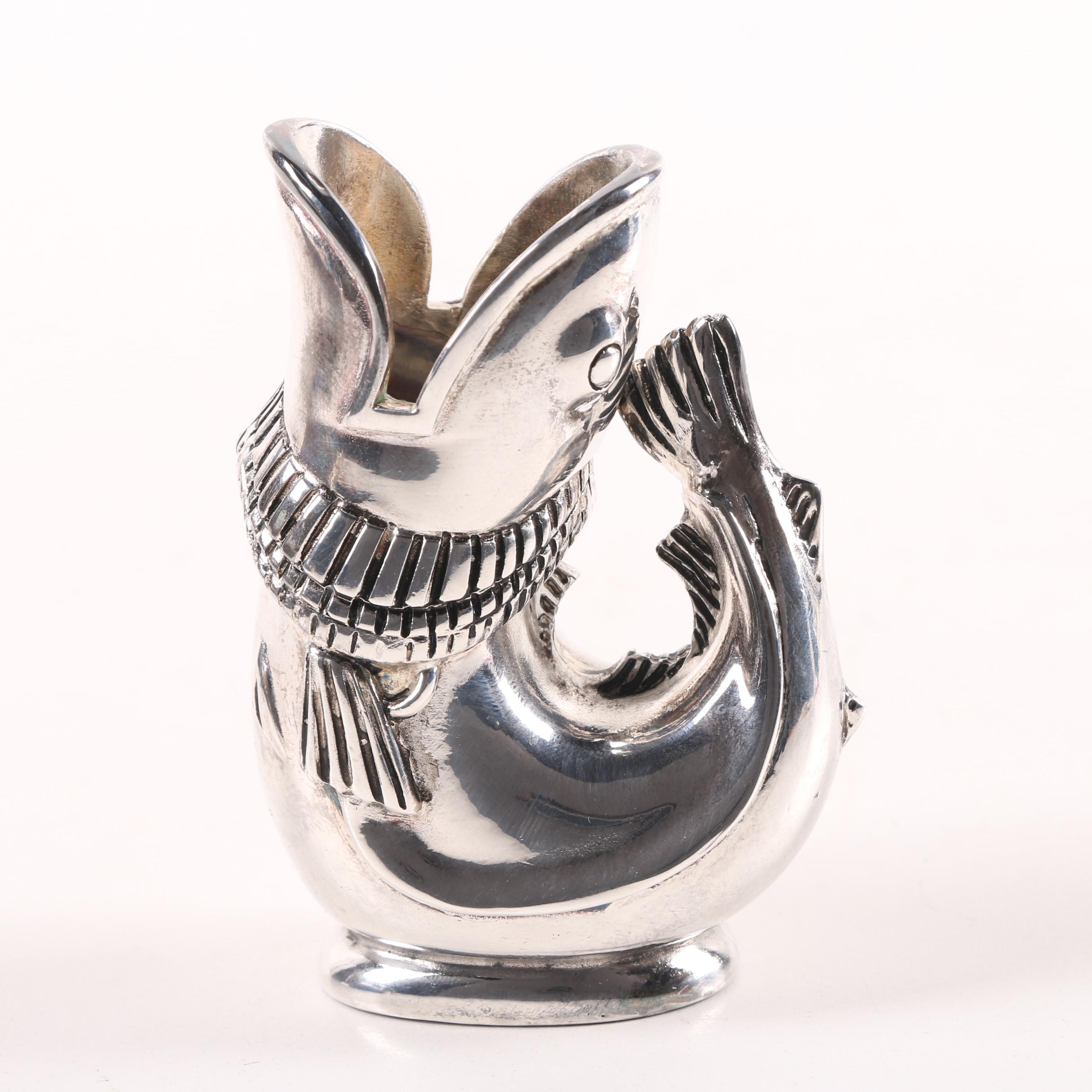 Vintage Shreve, Crump & Low "Gurgling Cod" Silver Plate Miniature Jug