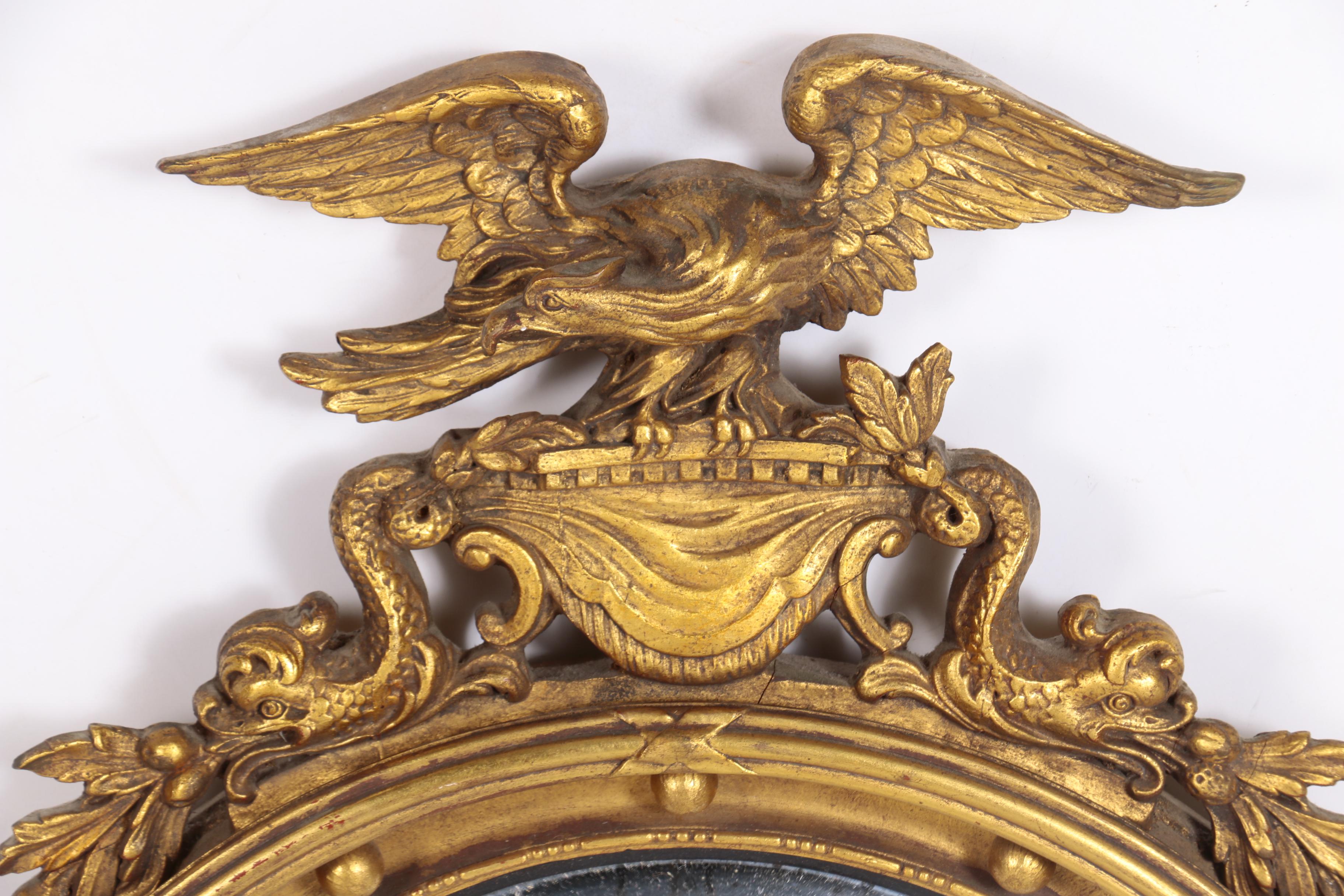 Federal Style Gilt Wood and Composition Convex Mirror, 20th Century