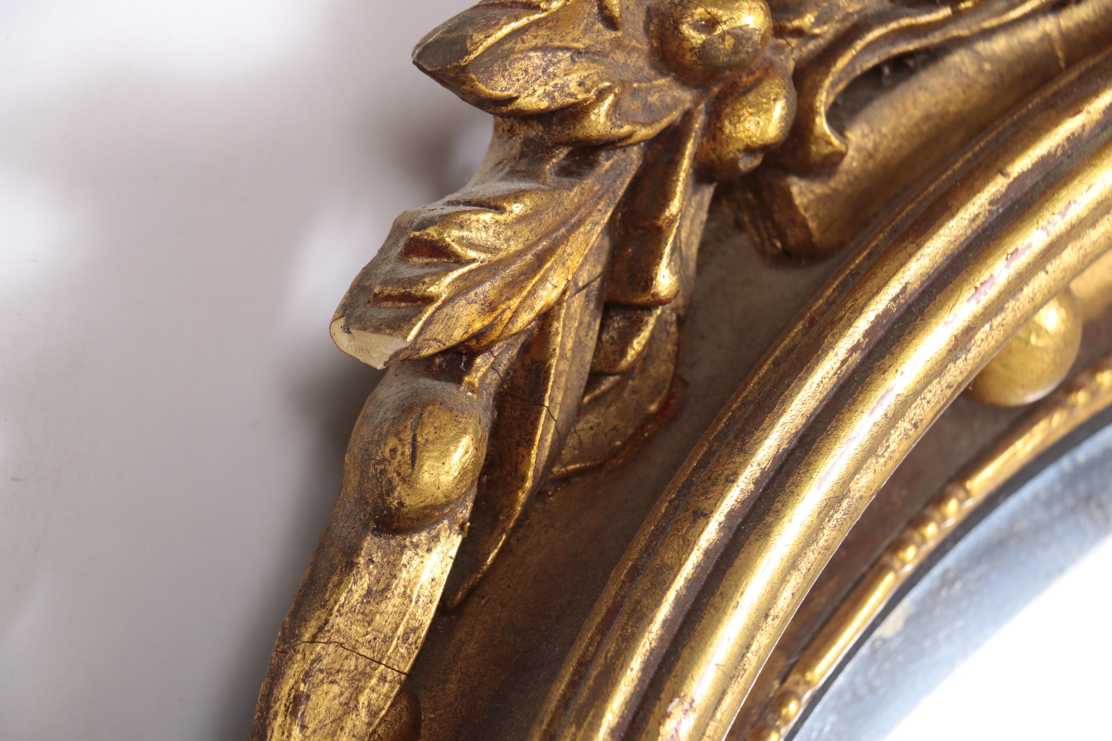 Federal Style Gilt Wood and Composition Convex Mirror, 20th Century