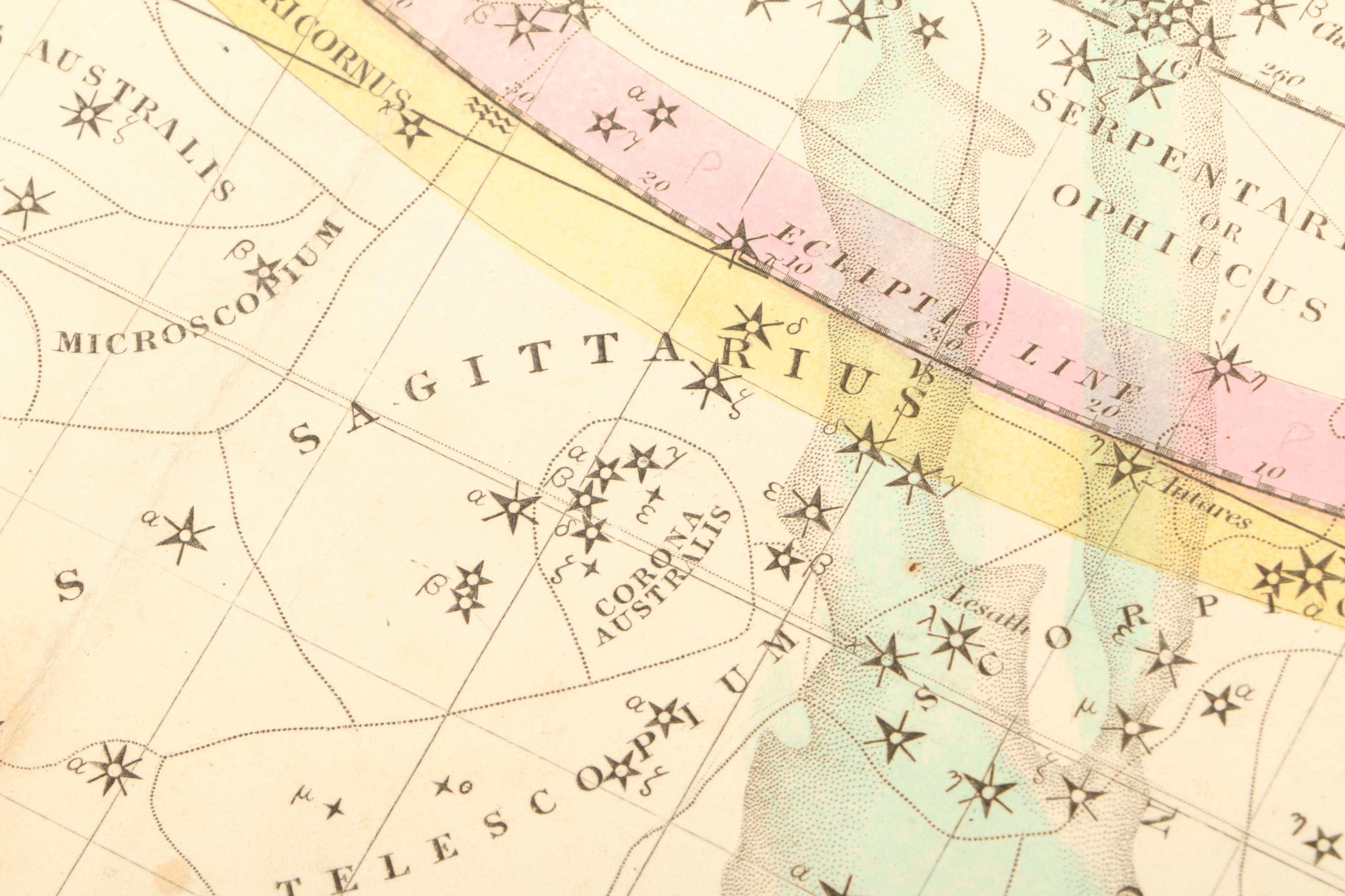 Unframed 1835 "Celestial Planisphere" Star Map