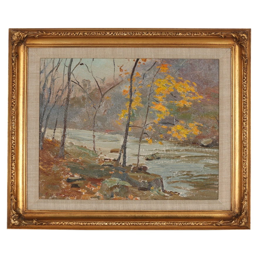 Edmond J. Fitzgerald Oil Painting of Autumn Landscape