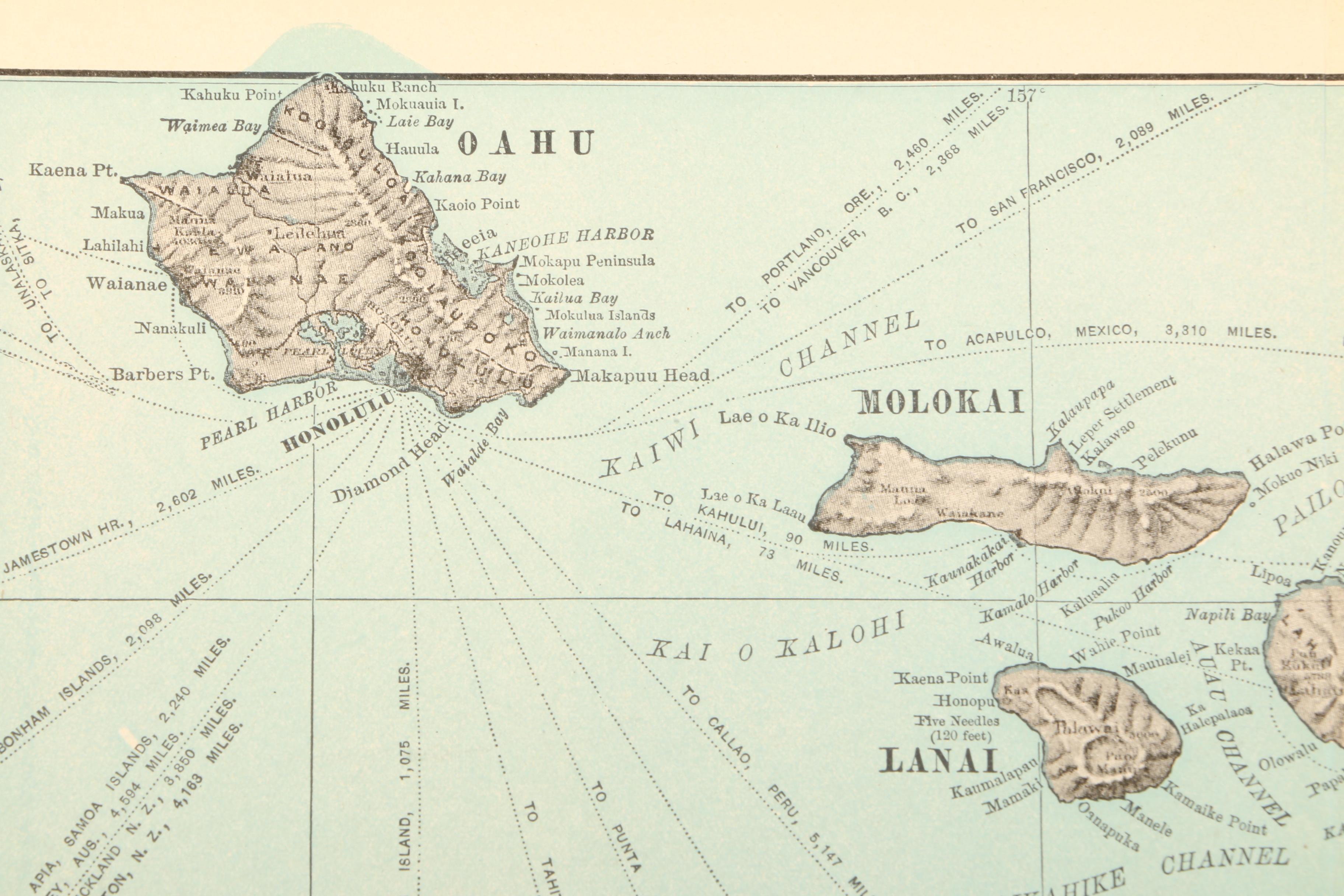 1898 Unframed Map of Hawaii