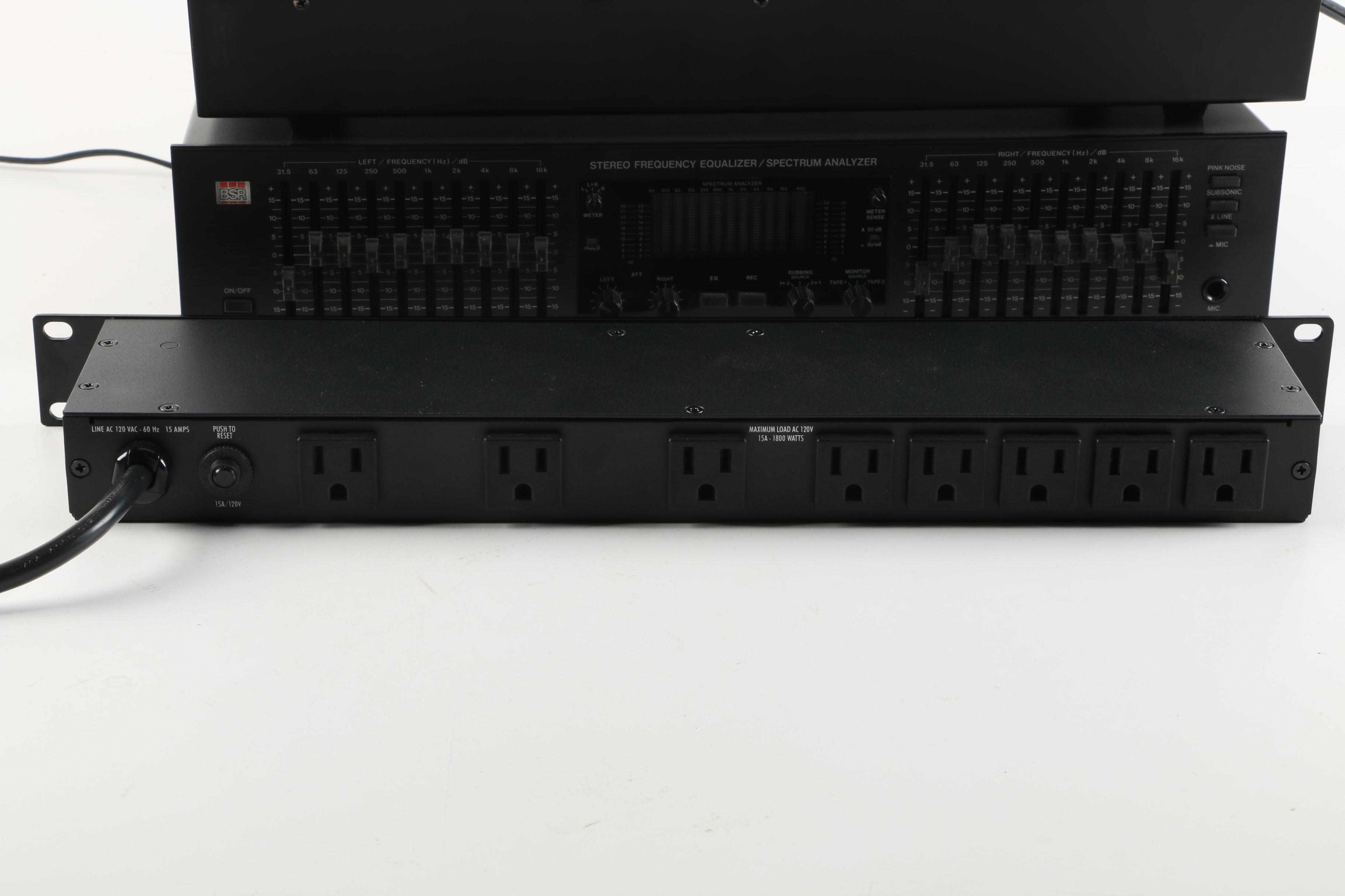 BSR Equalizer, Gemini Mixer, and Furman Power Conditioner