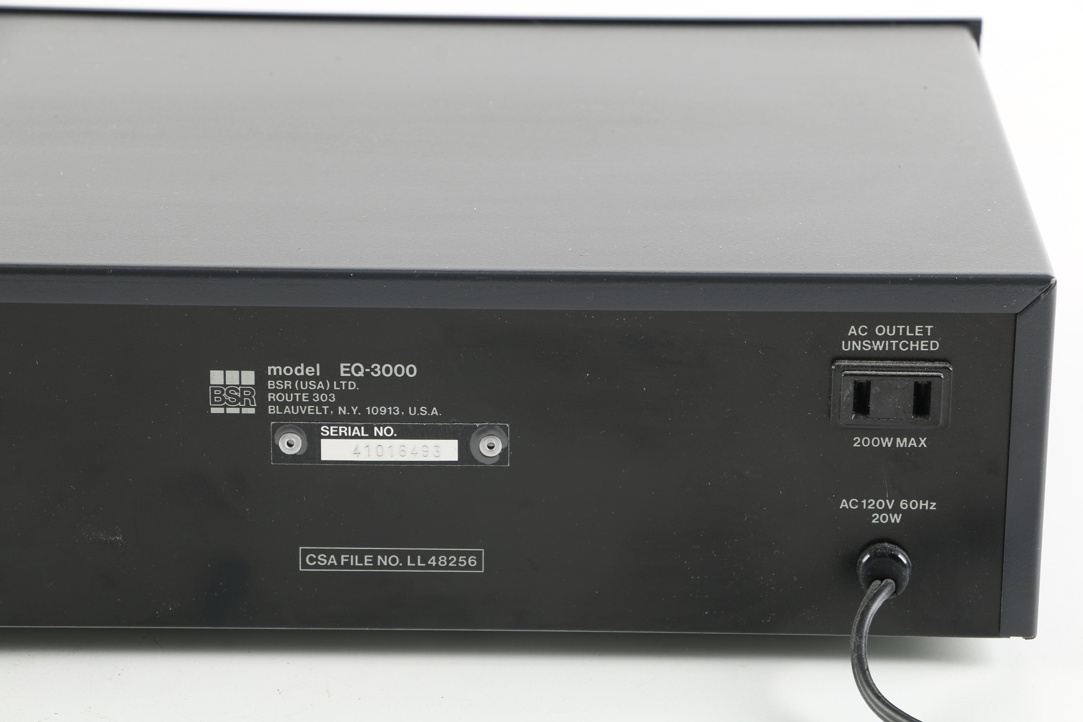 BSR Equalizer, Gemini Mixer, and Furman Power Conditioner