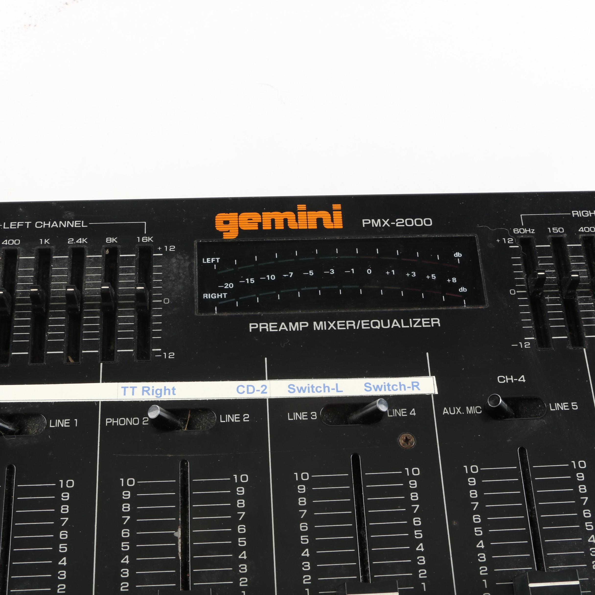 BSR Equalizer, Gemini Mixer, and Furman Power Conditioner
