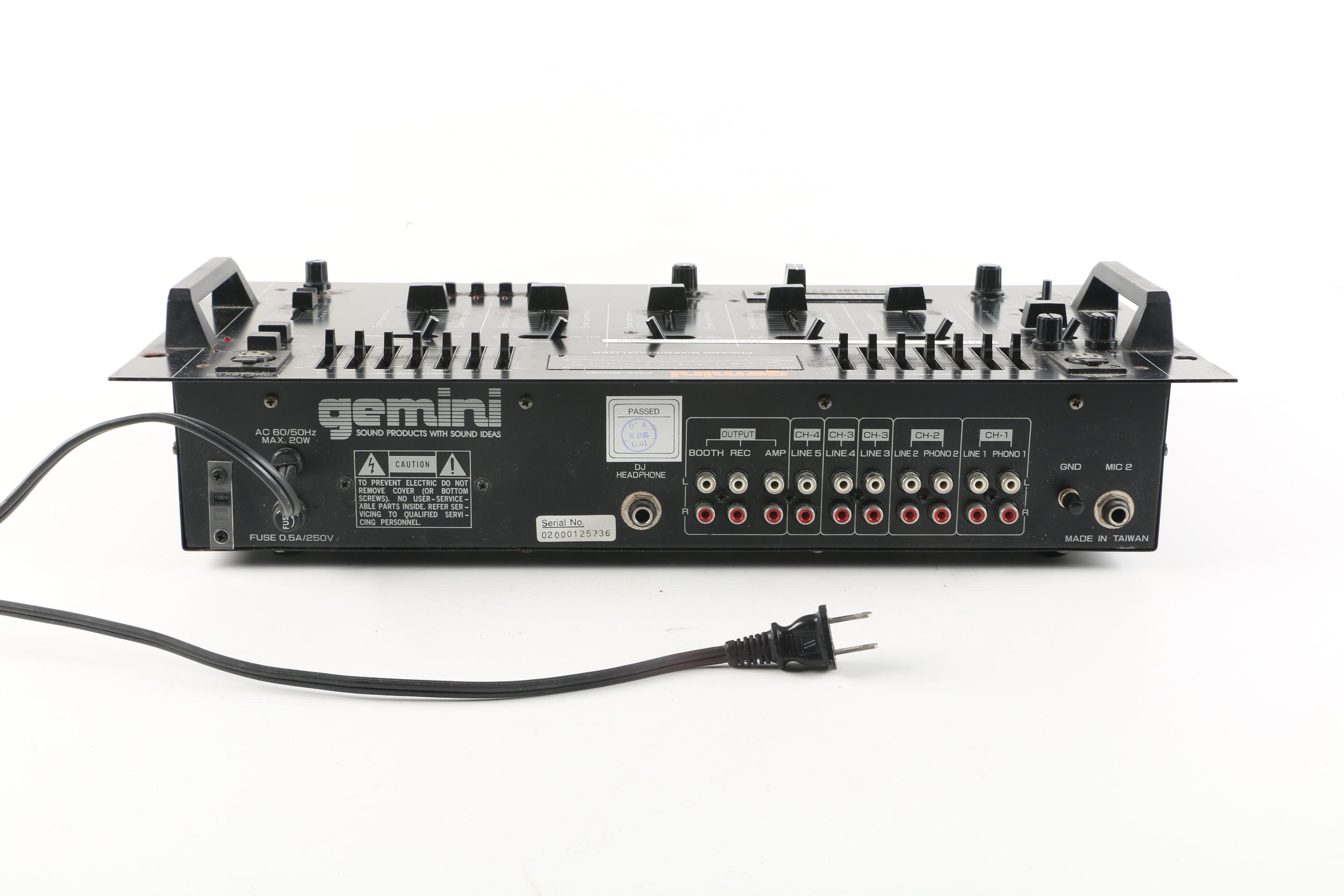 BSR Equalizer, Gemini Mixer, and Furman Power Conditioner