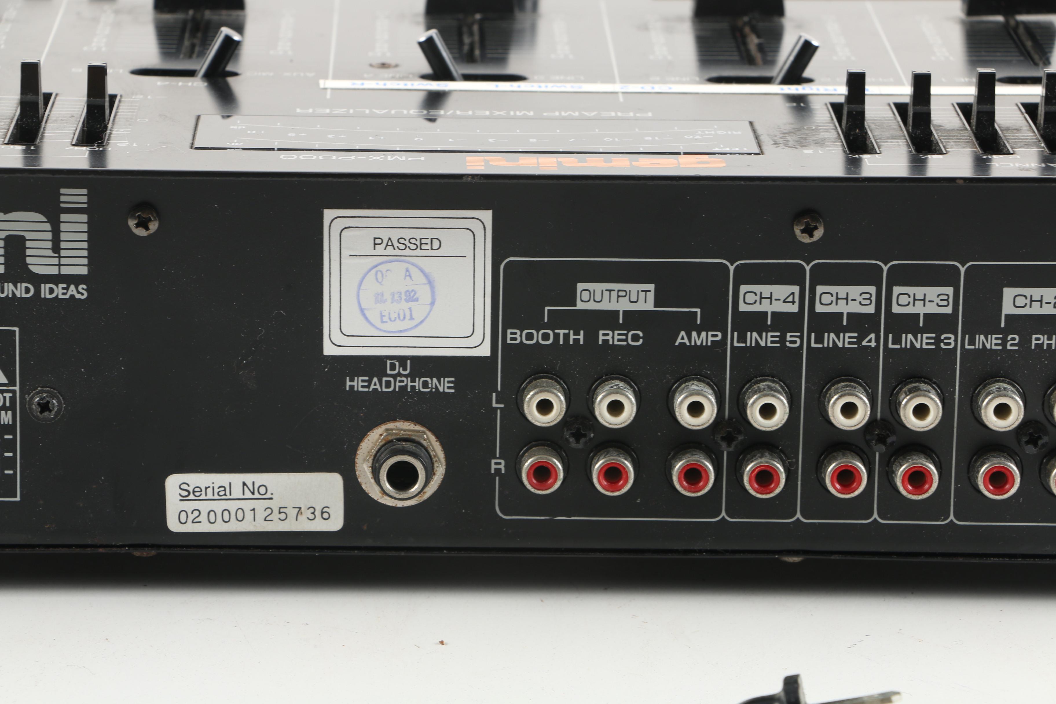 BSR Equalizer, Gemini Mixer, and Furman Power Conditioner