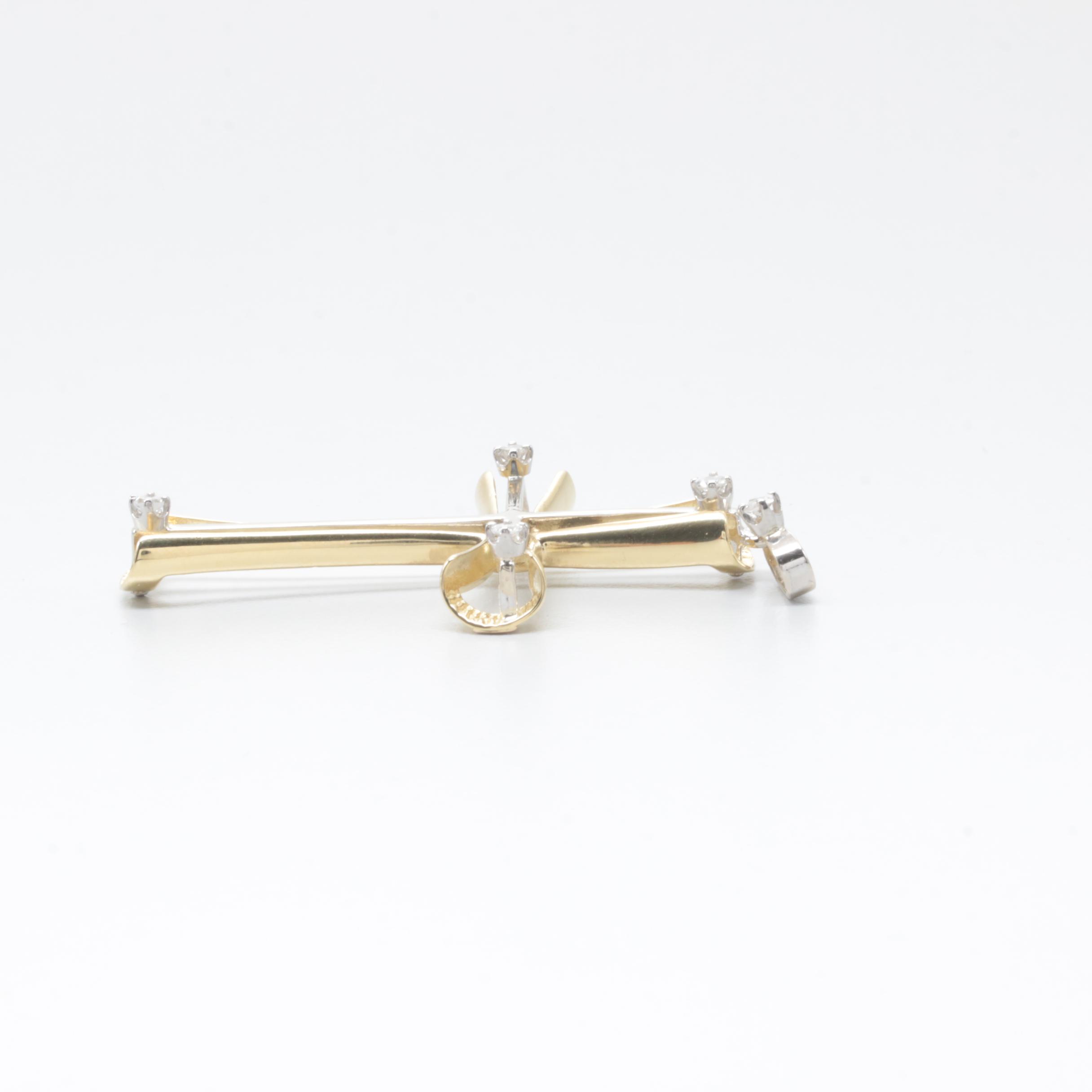 18K Two-Tone Gold Diamond Cross Pendant