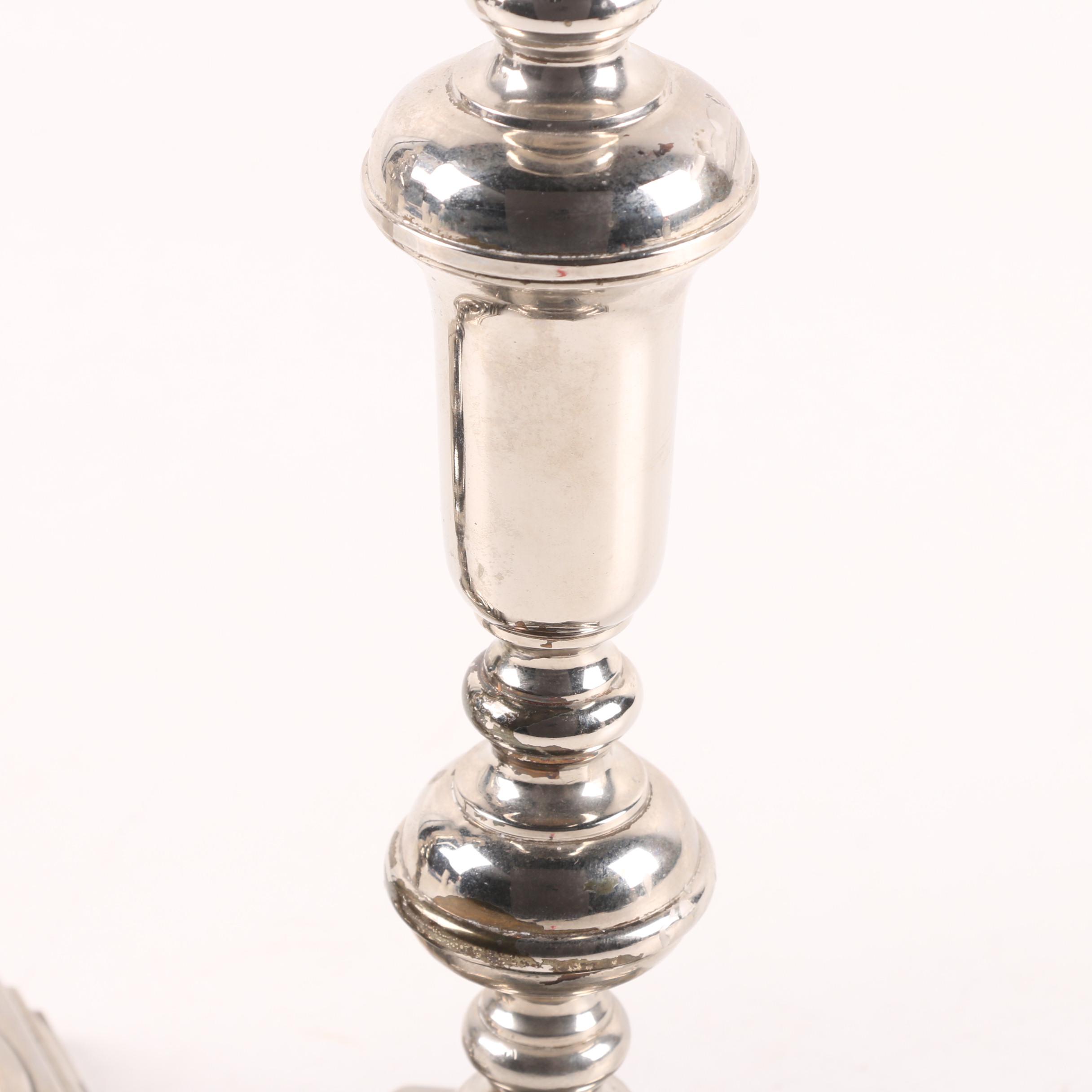 Wm. A. Rogers Silver Plate Candlesticks with Silver Plate Wick Trimmer