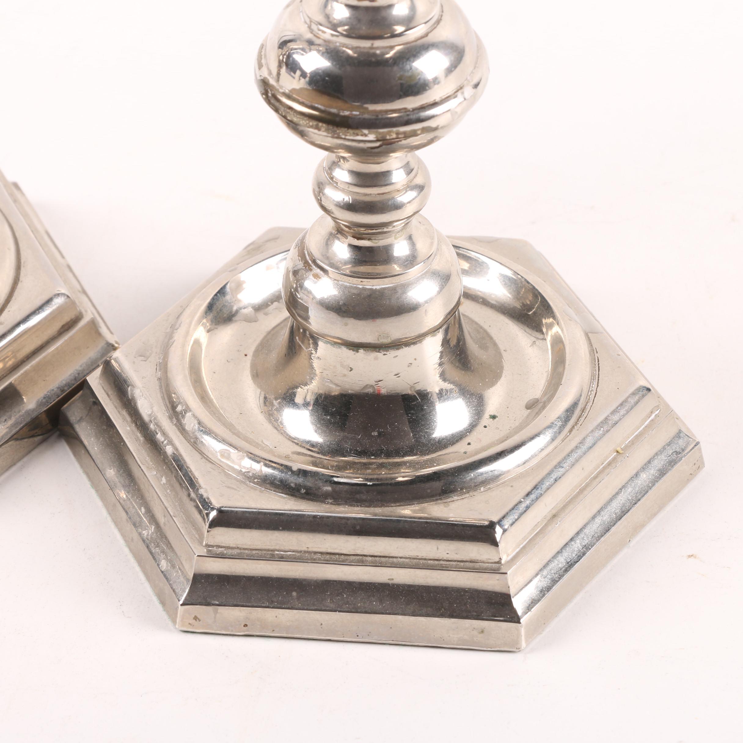 Wm. A. Rogers Silver Plate Candlesticks with Silver Plate Wick Trimmer