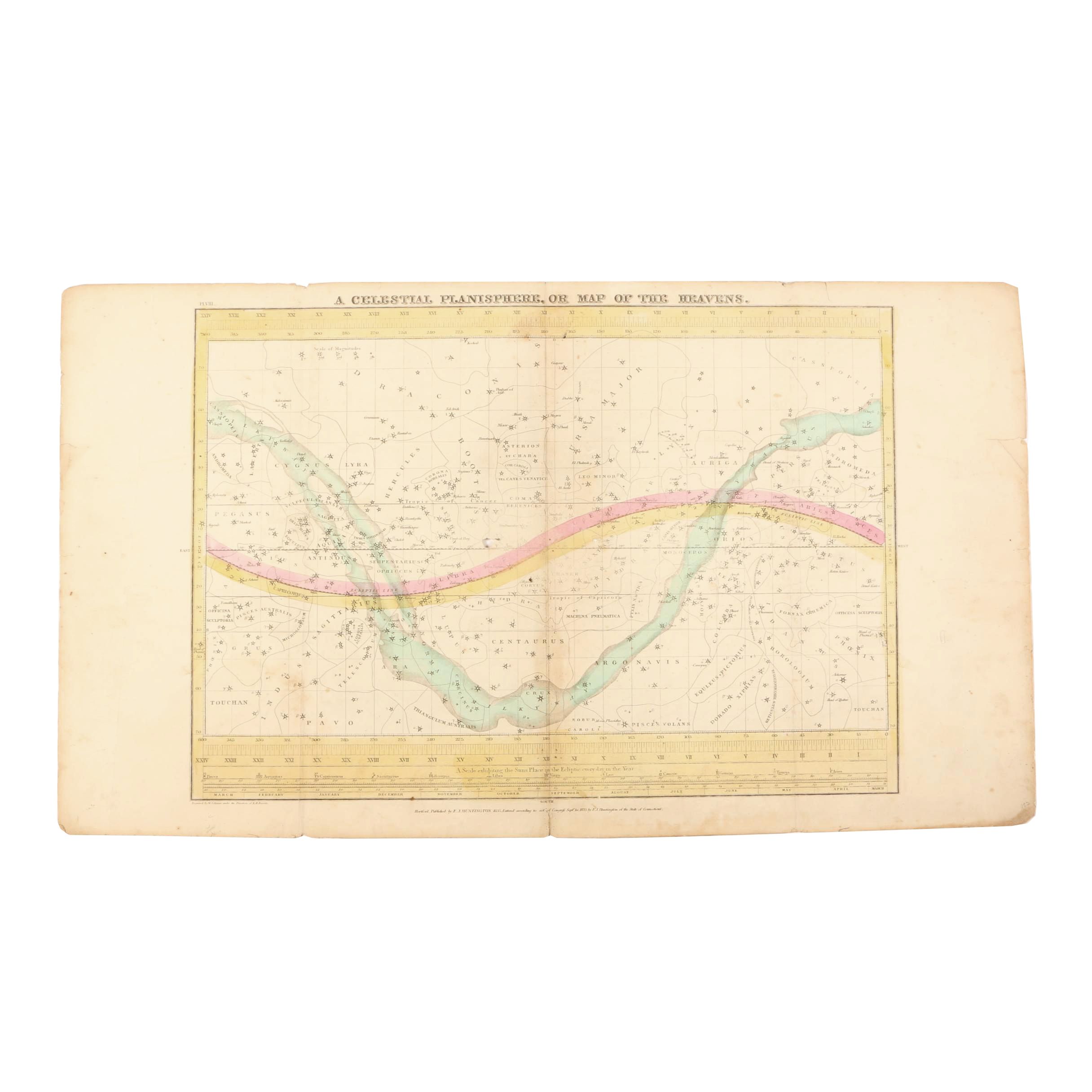 Unframed 1835 "Celestial Planisphere" Star Map