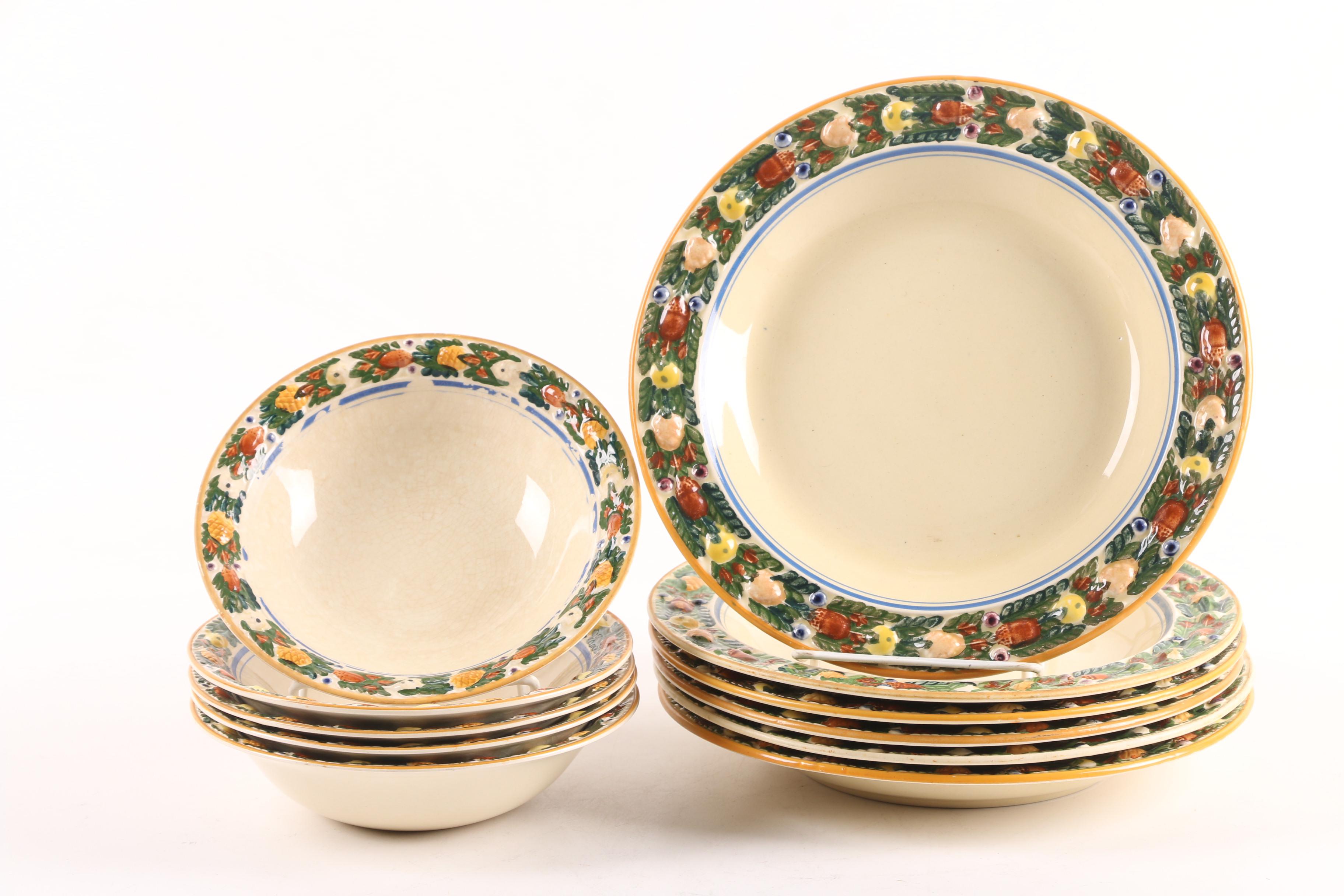 Vintage Adams "Della Robia" Hand-Painted Titan Ware Dinnerware