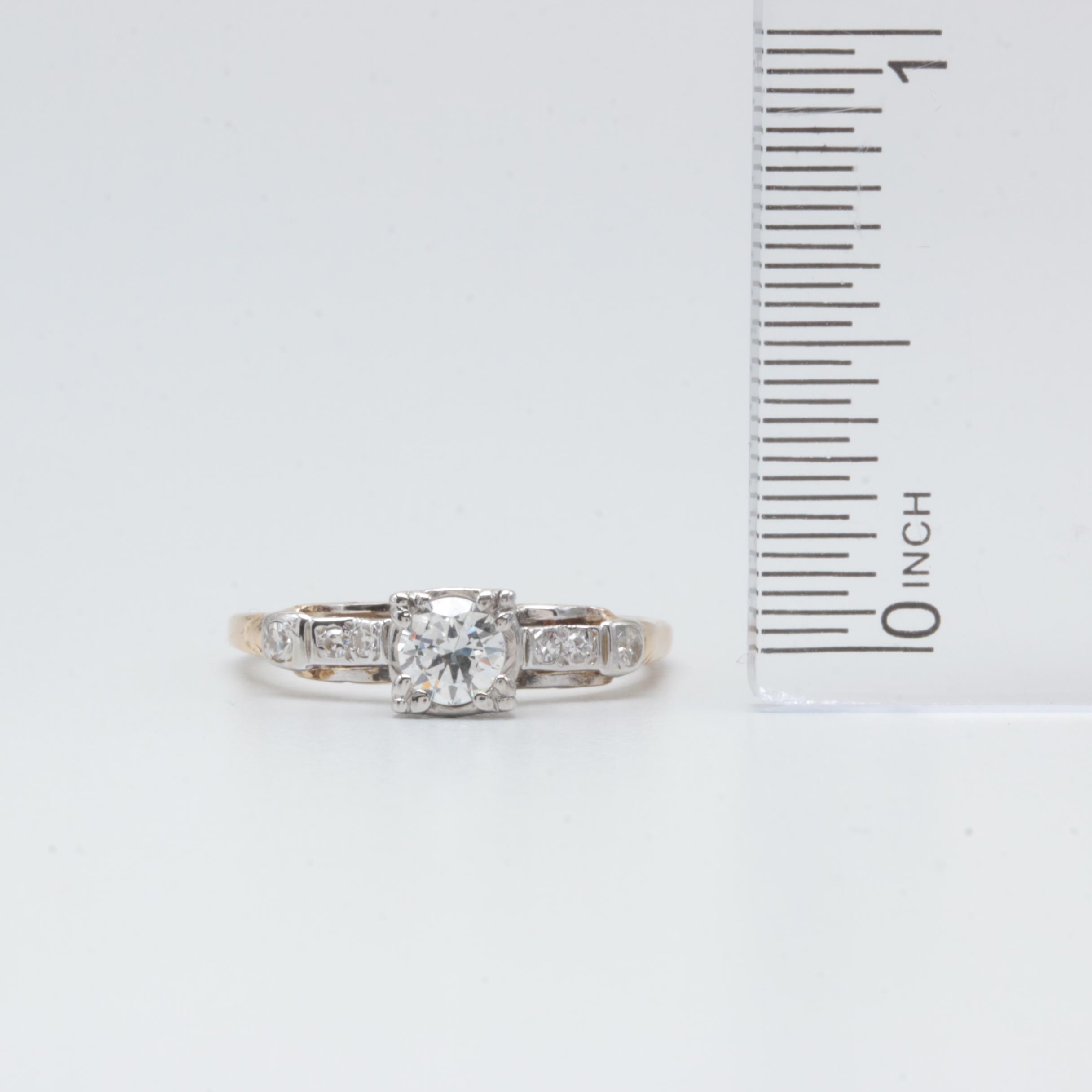 14K Yellow Gold and Palladium Diamond Ring