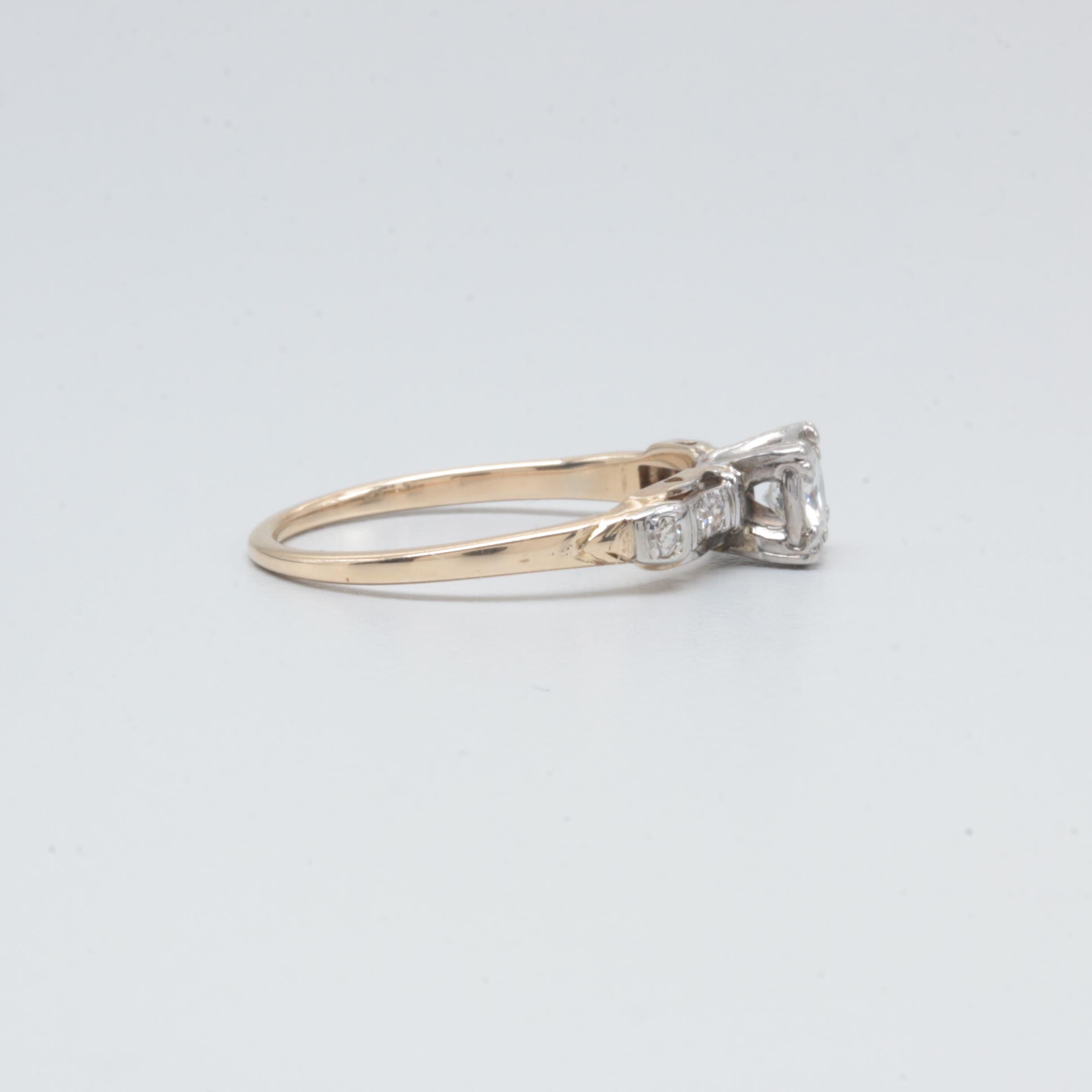 14K Yellow Gold and Palladium Diamond Ring