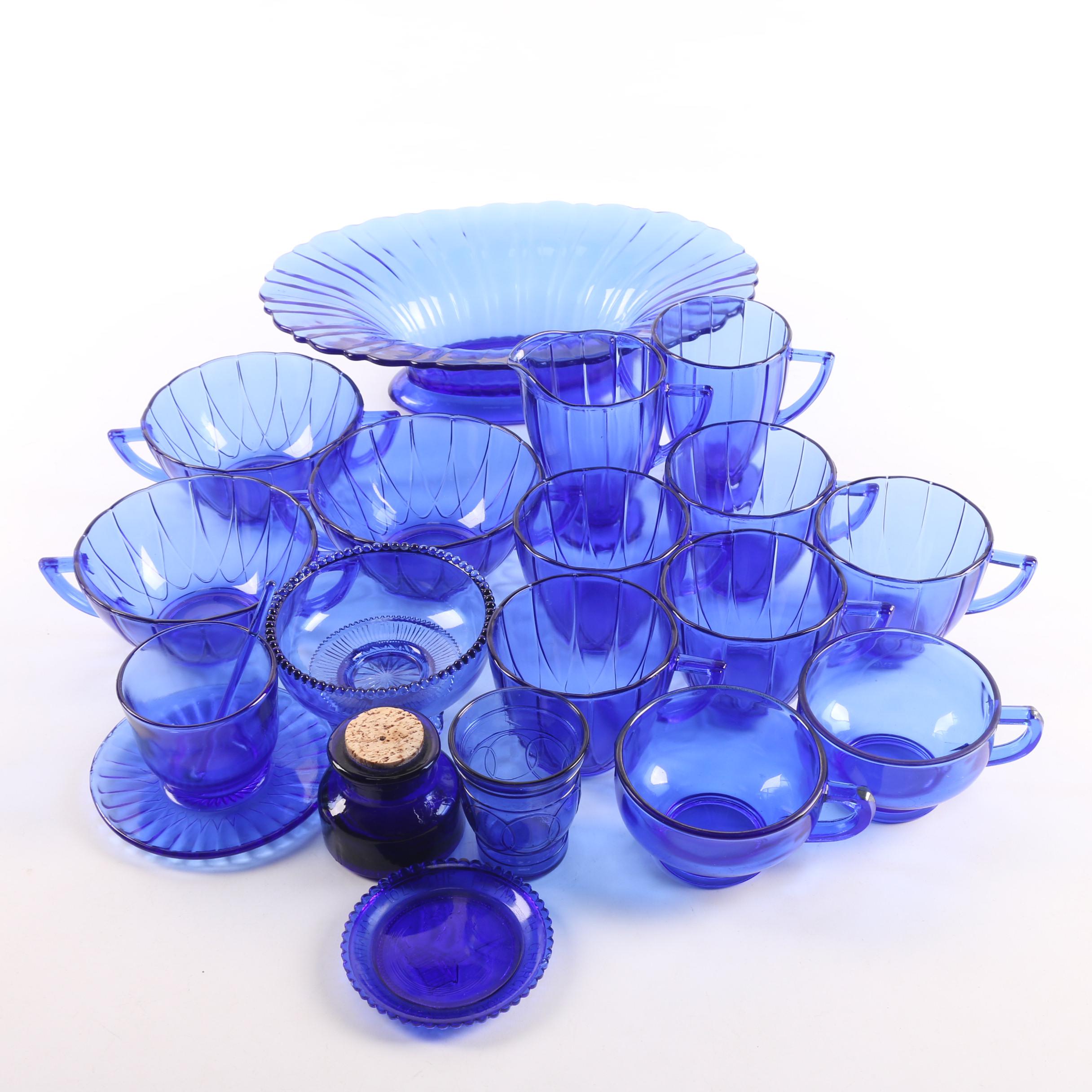 Cobalt Blue Depression Glass Dinnerware featuring Hazel-Atlas "Newport"