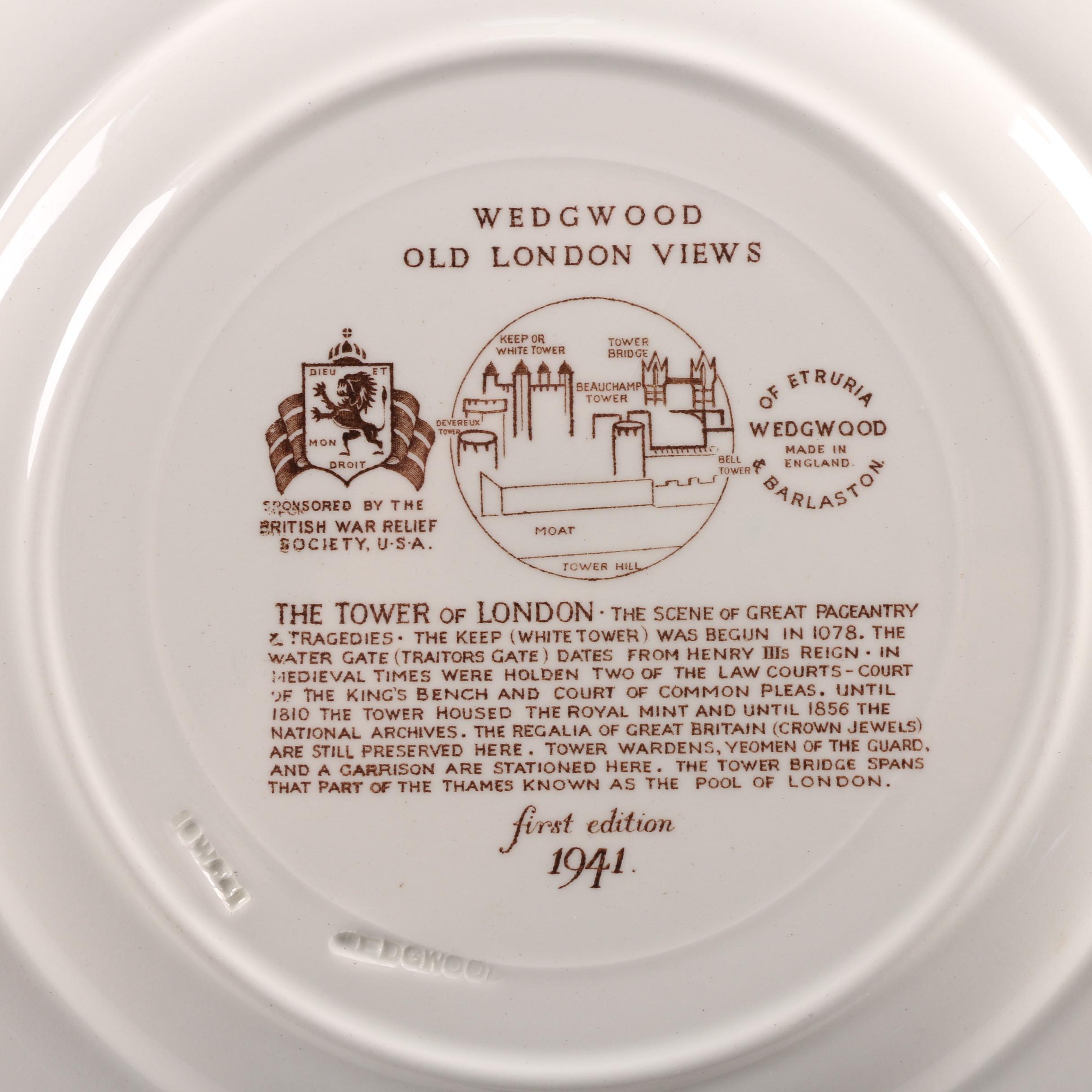 1941 First Edition Wedgwood "Old London Views" Dinner Plates