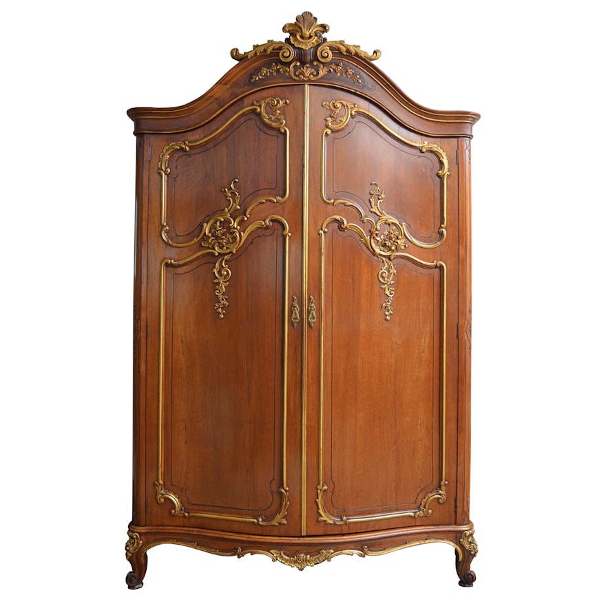 Antique French Louis XV Style Walnut Armoire