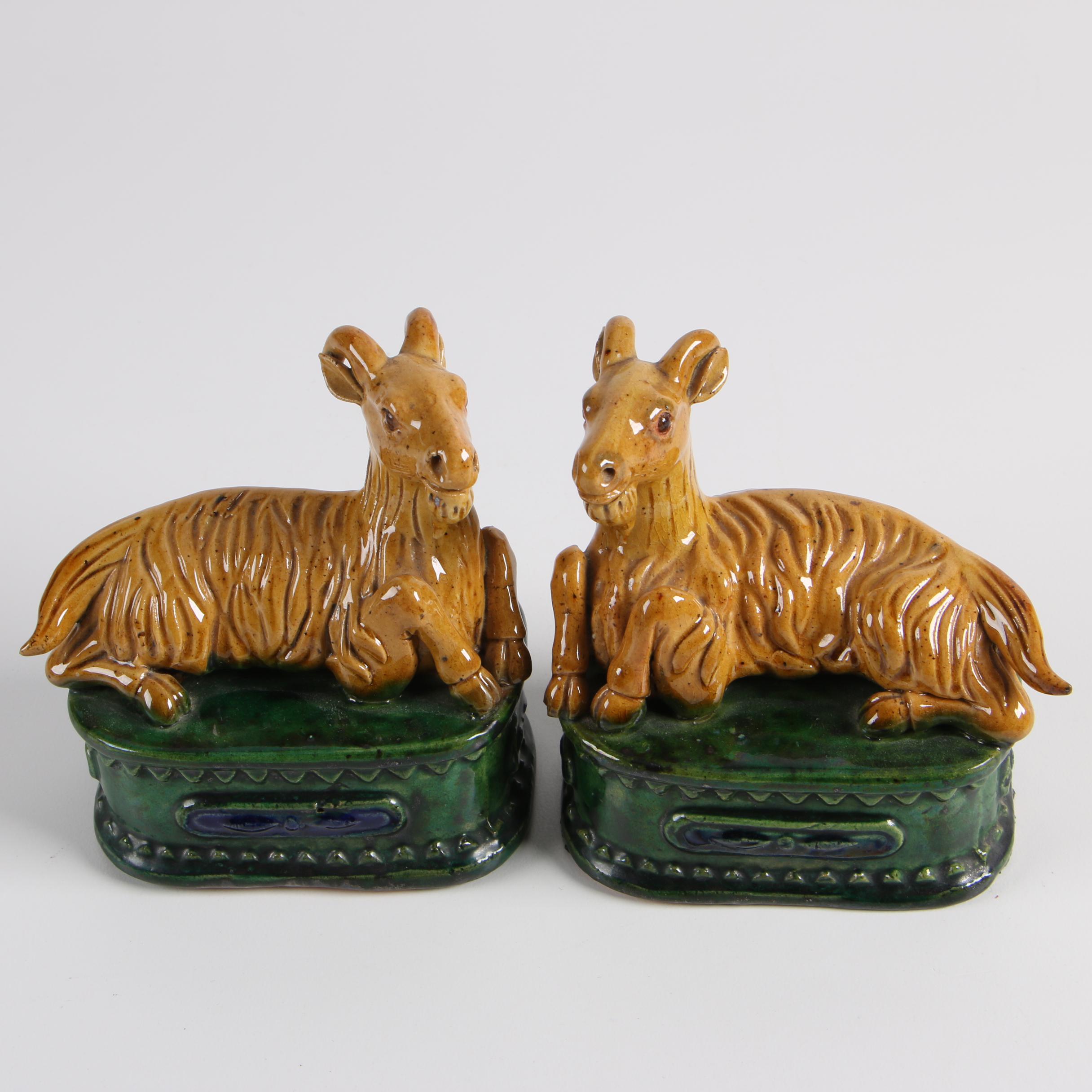 Glazed Earthenware Billy Goat Figurines