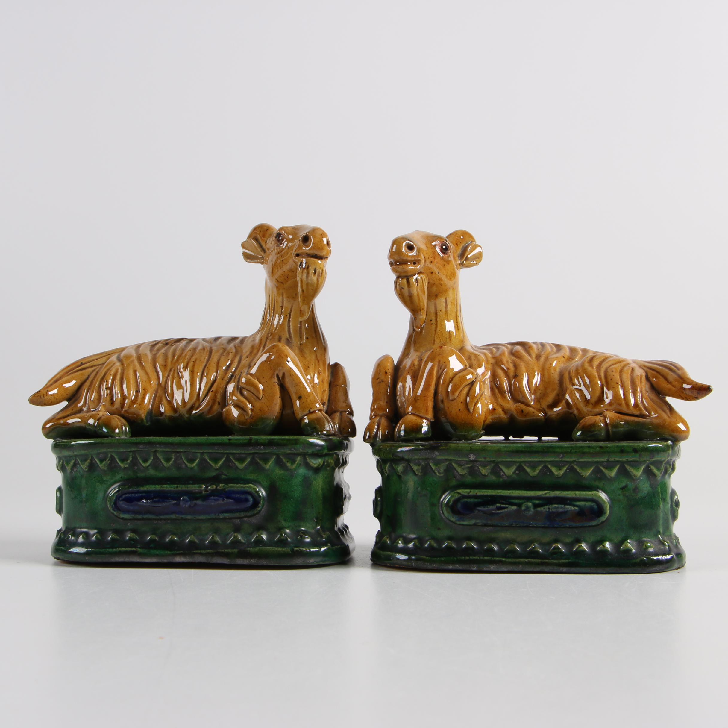 Glazed Earthenware Billy Goat Figurines