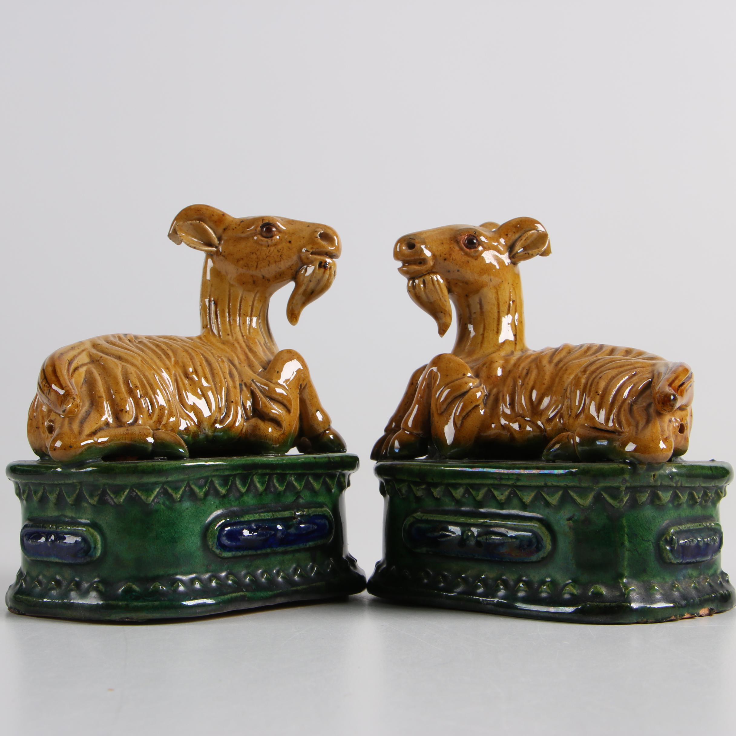 Glazed Earthenware Billy Goat Figurines