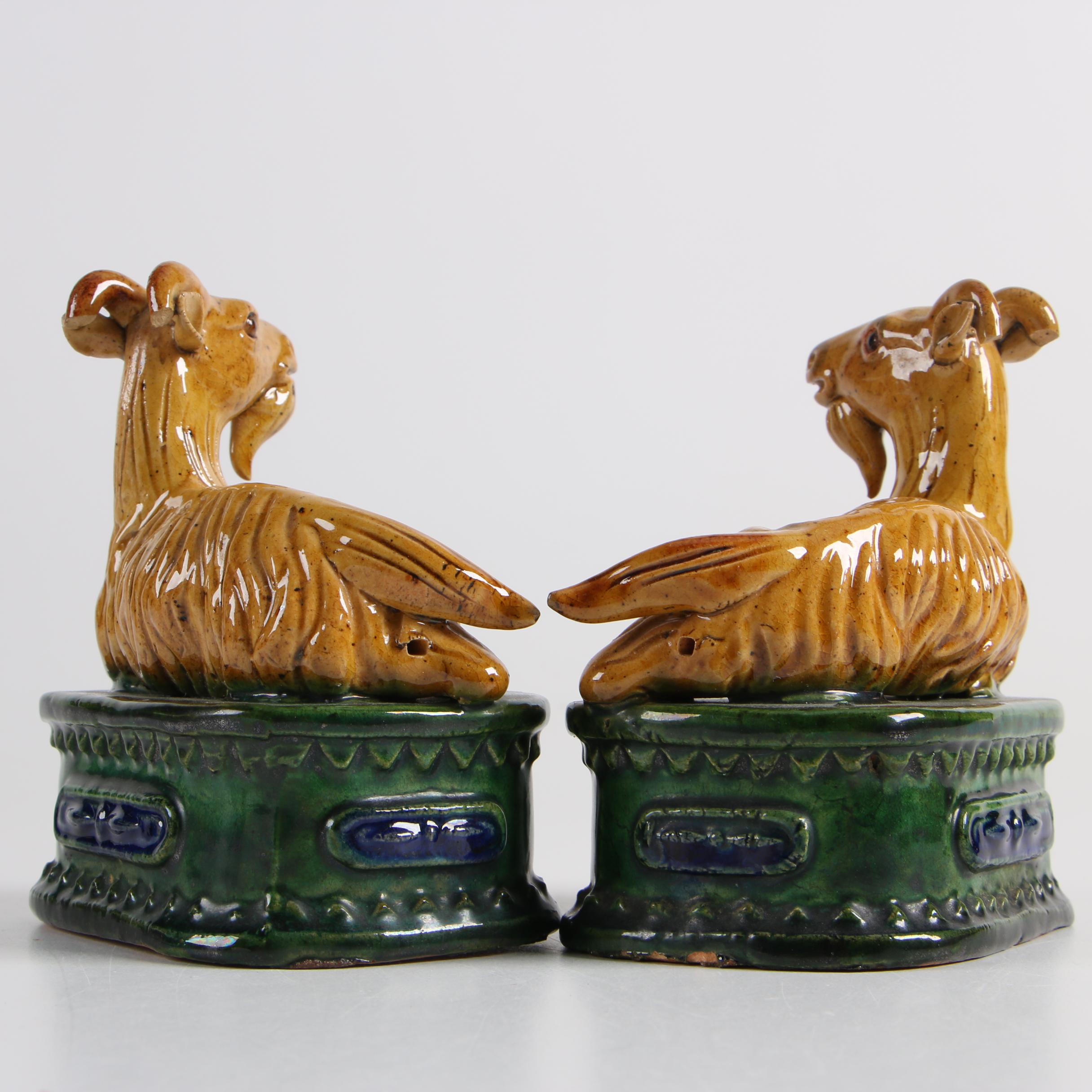 Glazed Earthenware Billy Goat Figurines