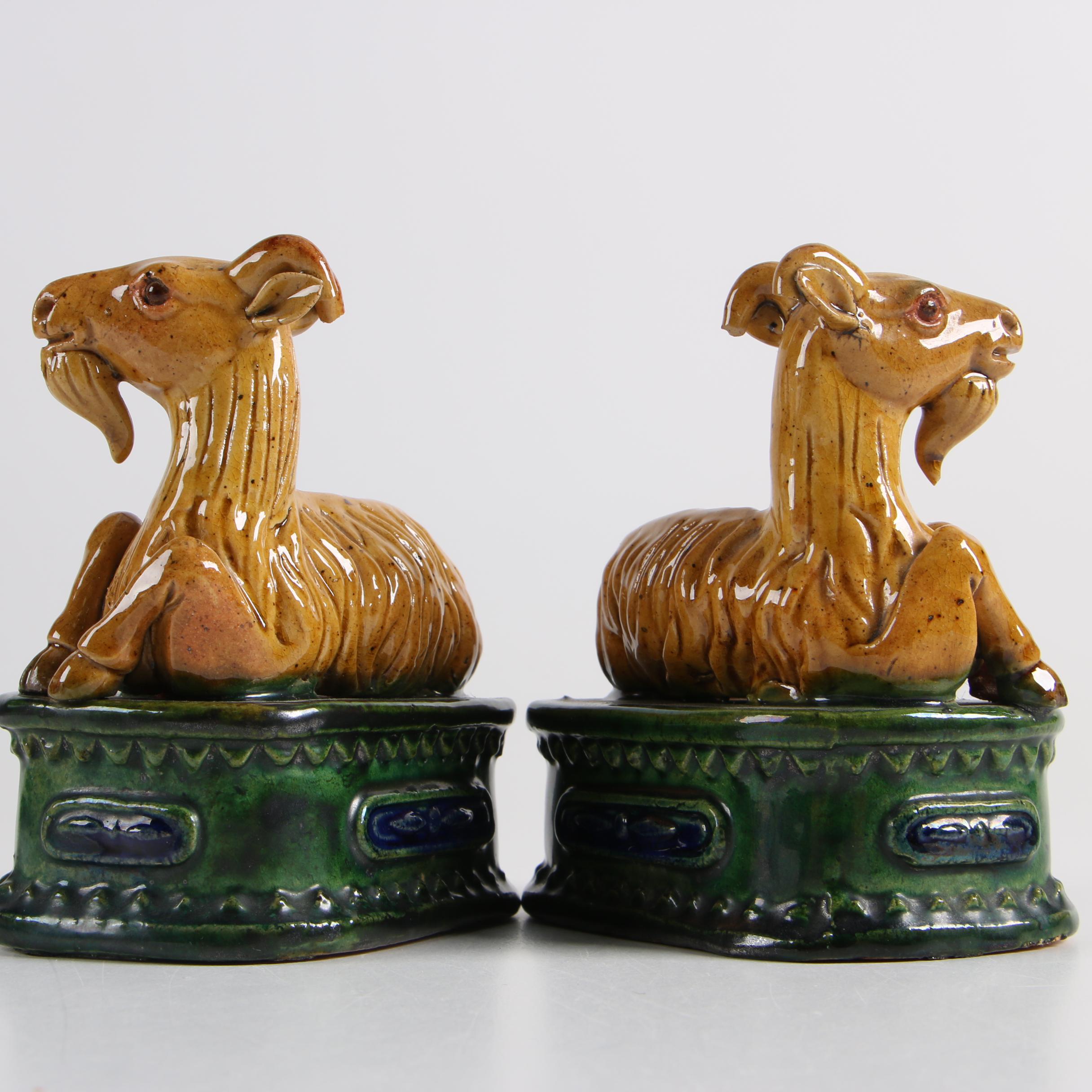 Glazed Earthenware Billy Goat Figurines