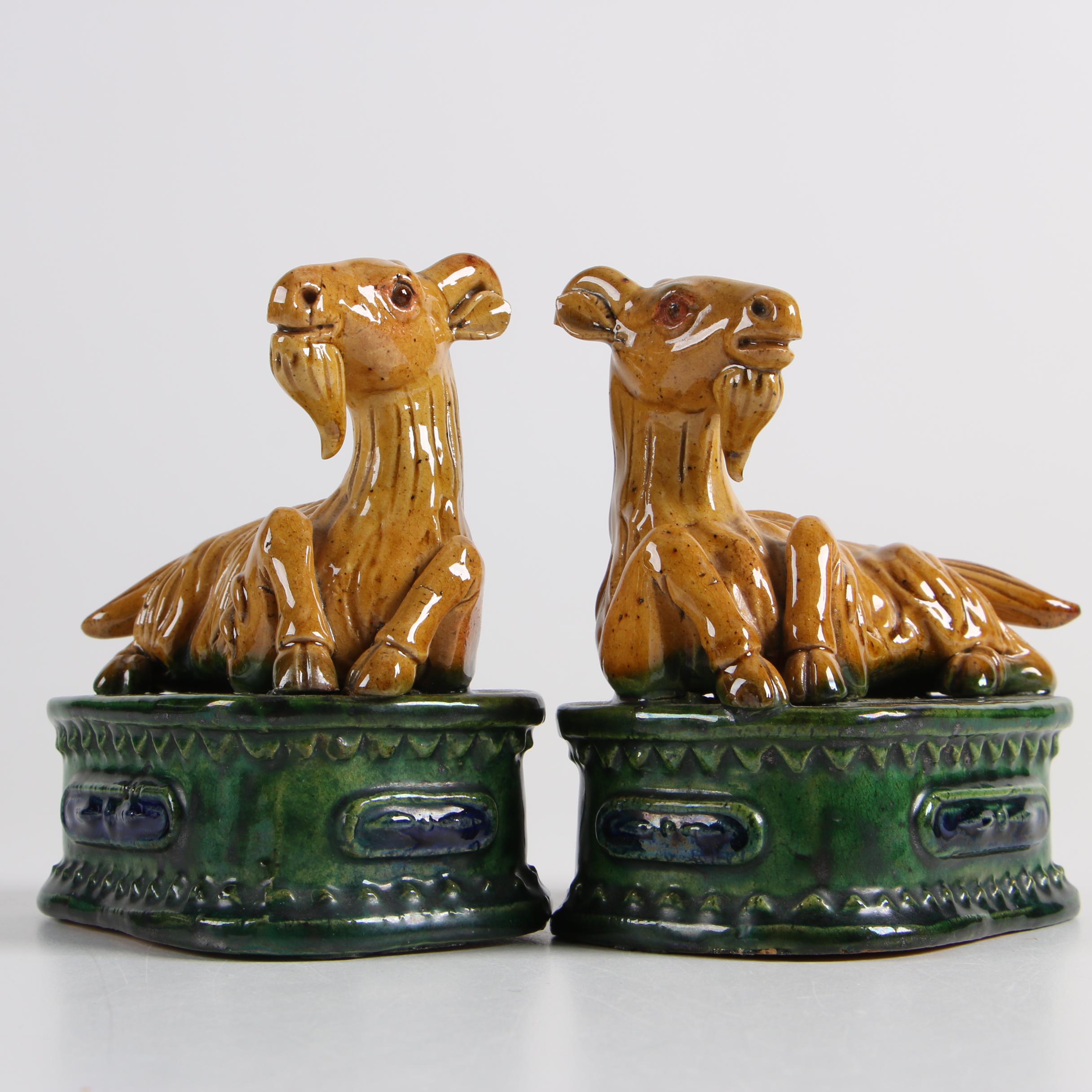 Glazed Earthenware Billy Goat Figurines