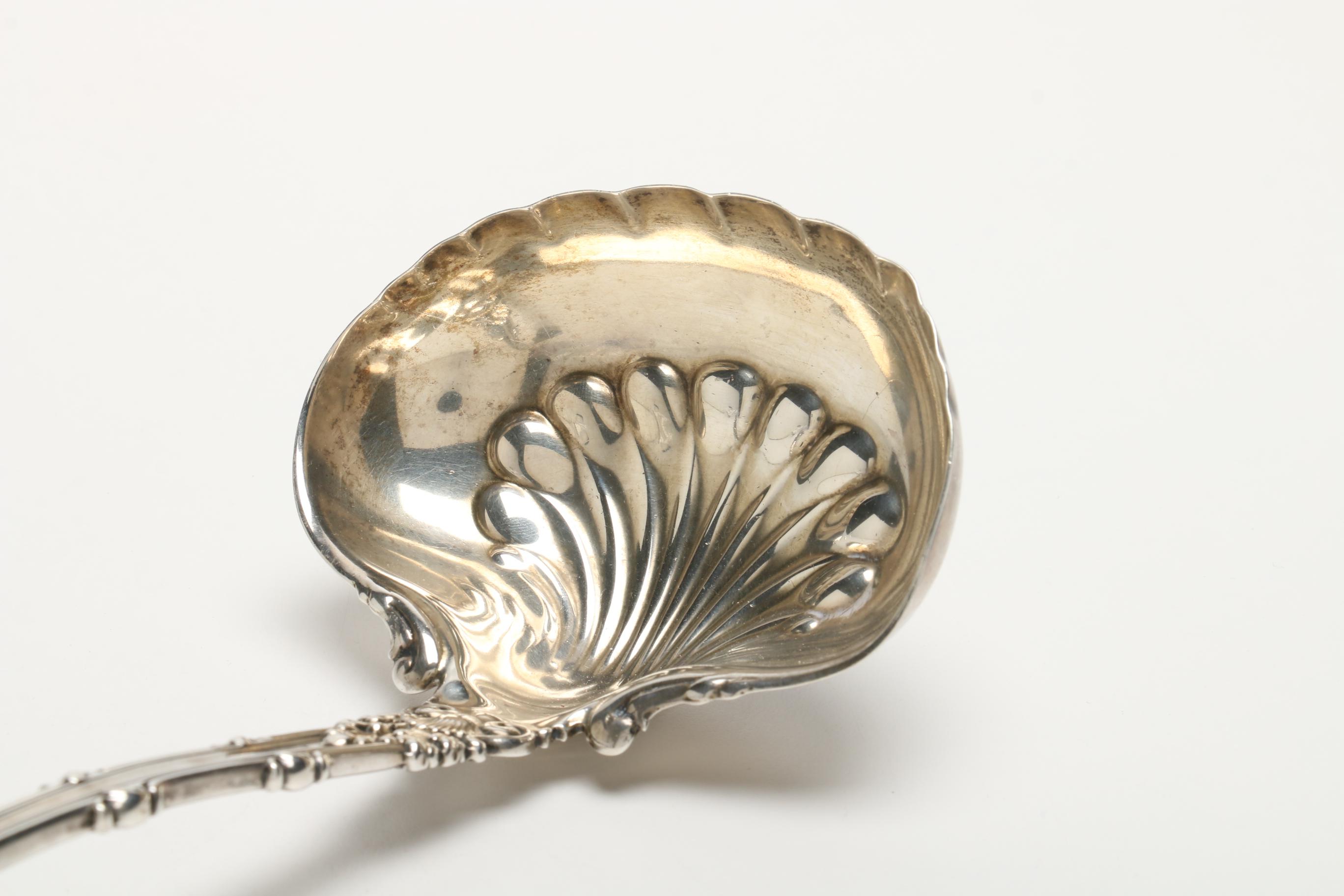 Sterling Silver Whiting Punch Ladle and Gorham Serving Spoon