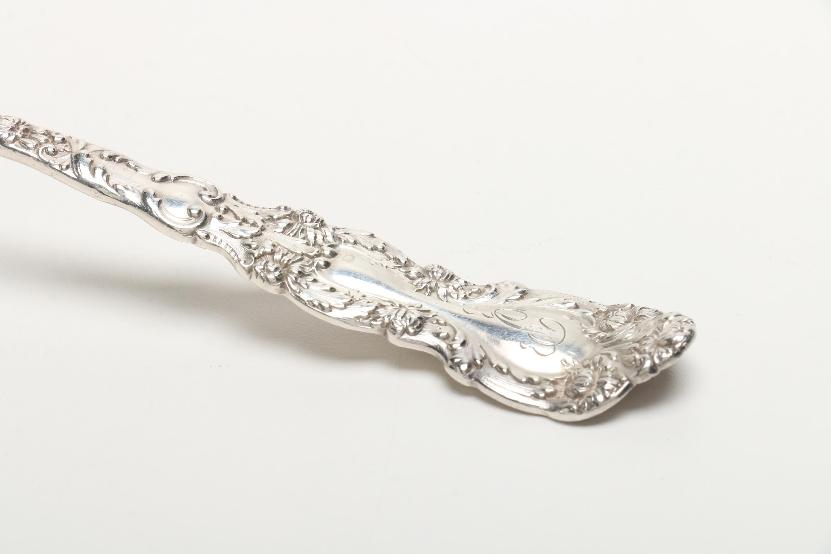 Sterling Silver Whiting Punch Ladle and Gorham Serving Spoon