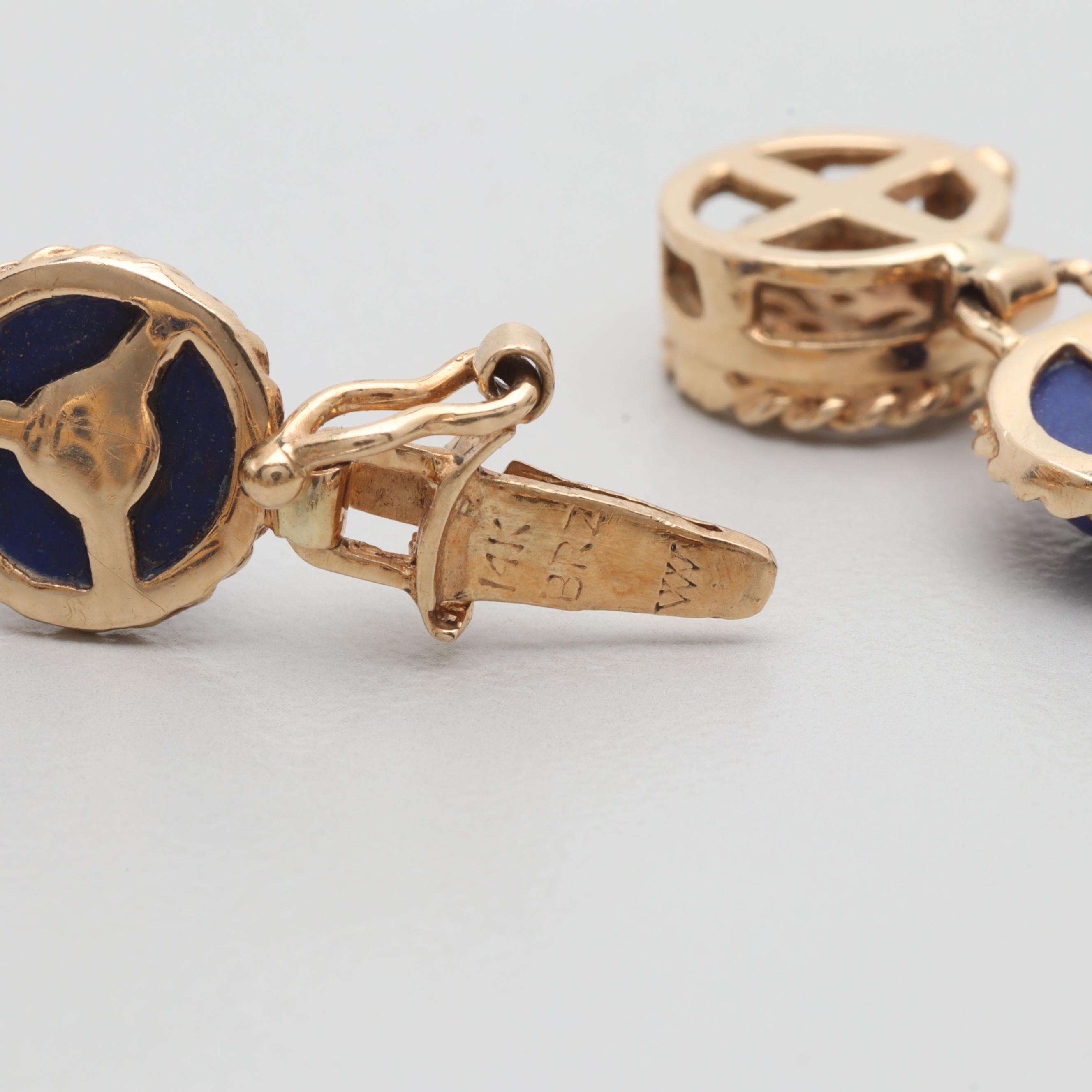 14K Yellow Gold Lapis Lazuli Tennis Bracelet