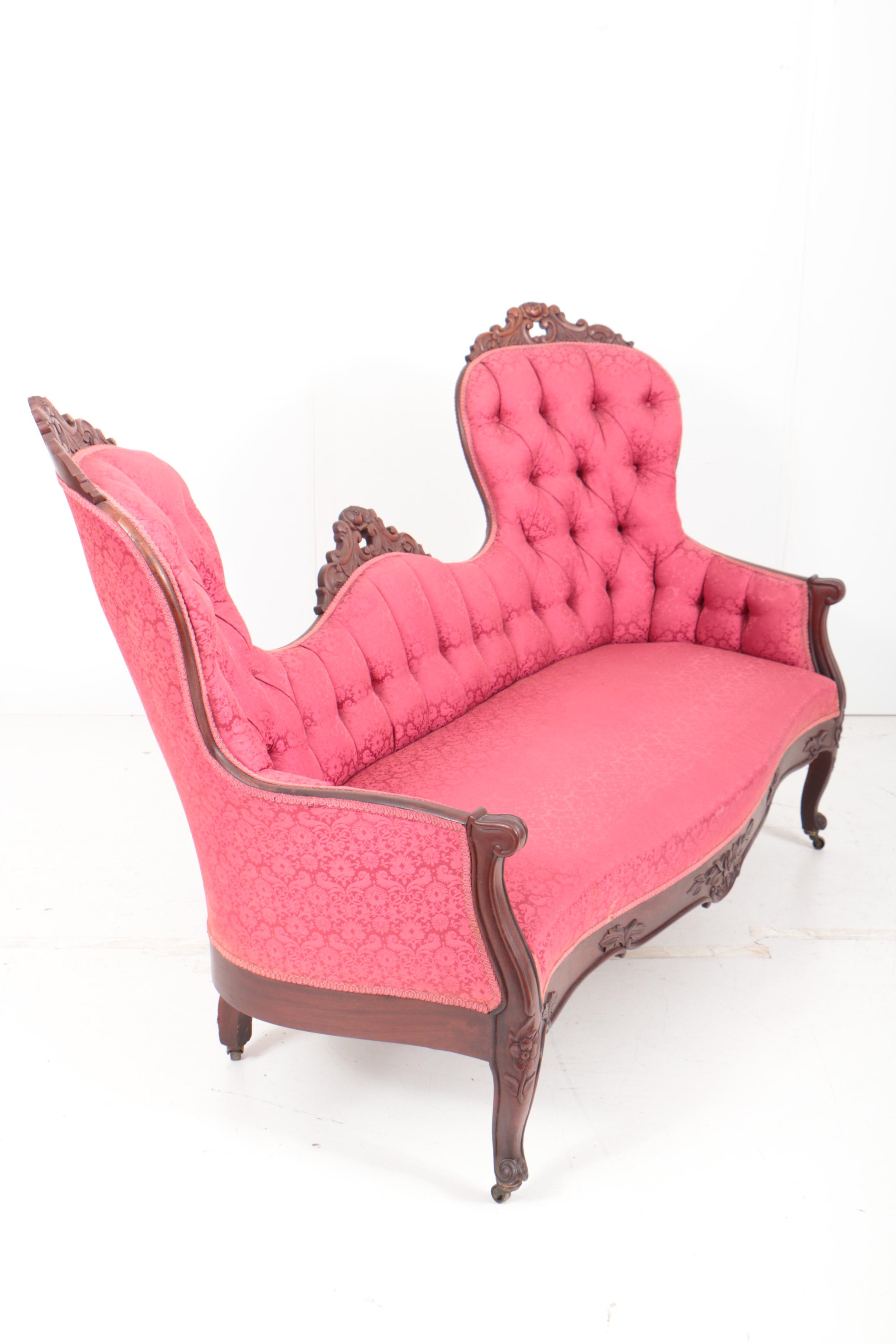 Victorian Rococo Revival Mahogany Sofa, Third Quarter 19th Century