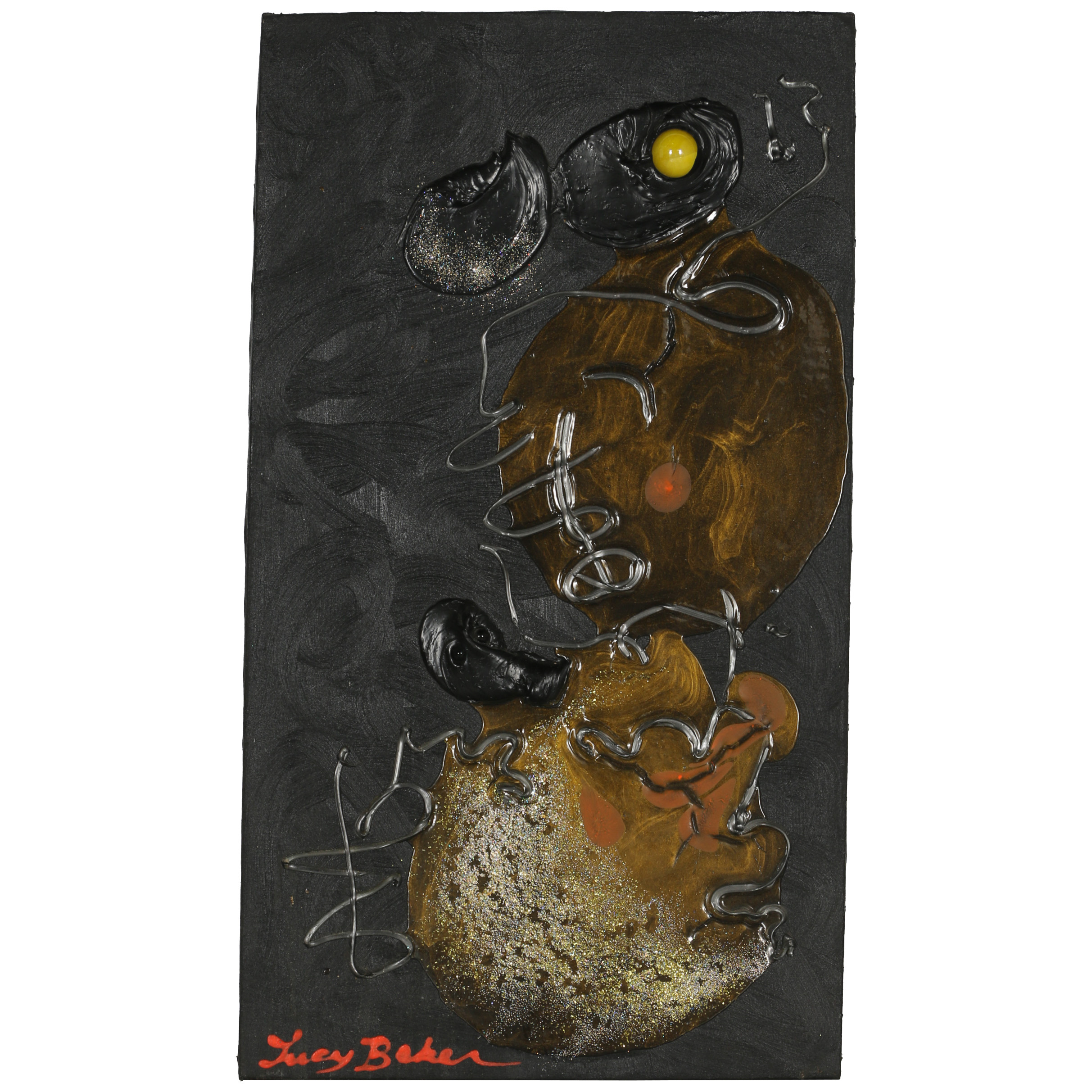 Lucy Baker Mixed Media Painting "Yellow Moon"