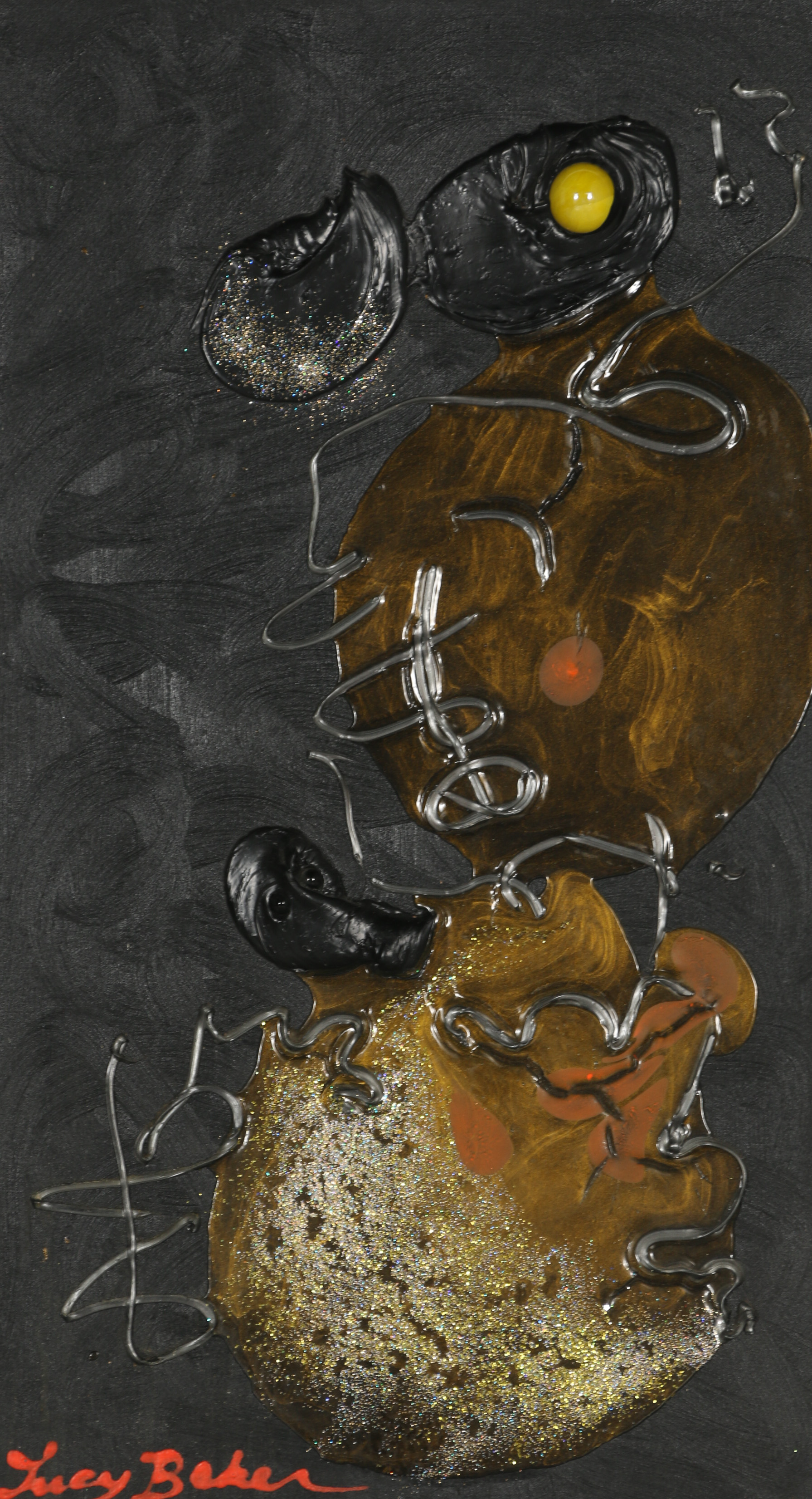 Lucy Baker Mixed Media Painting "Yellow Moon"