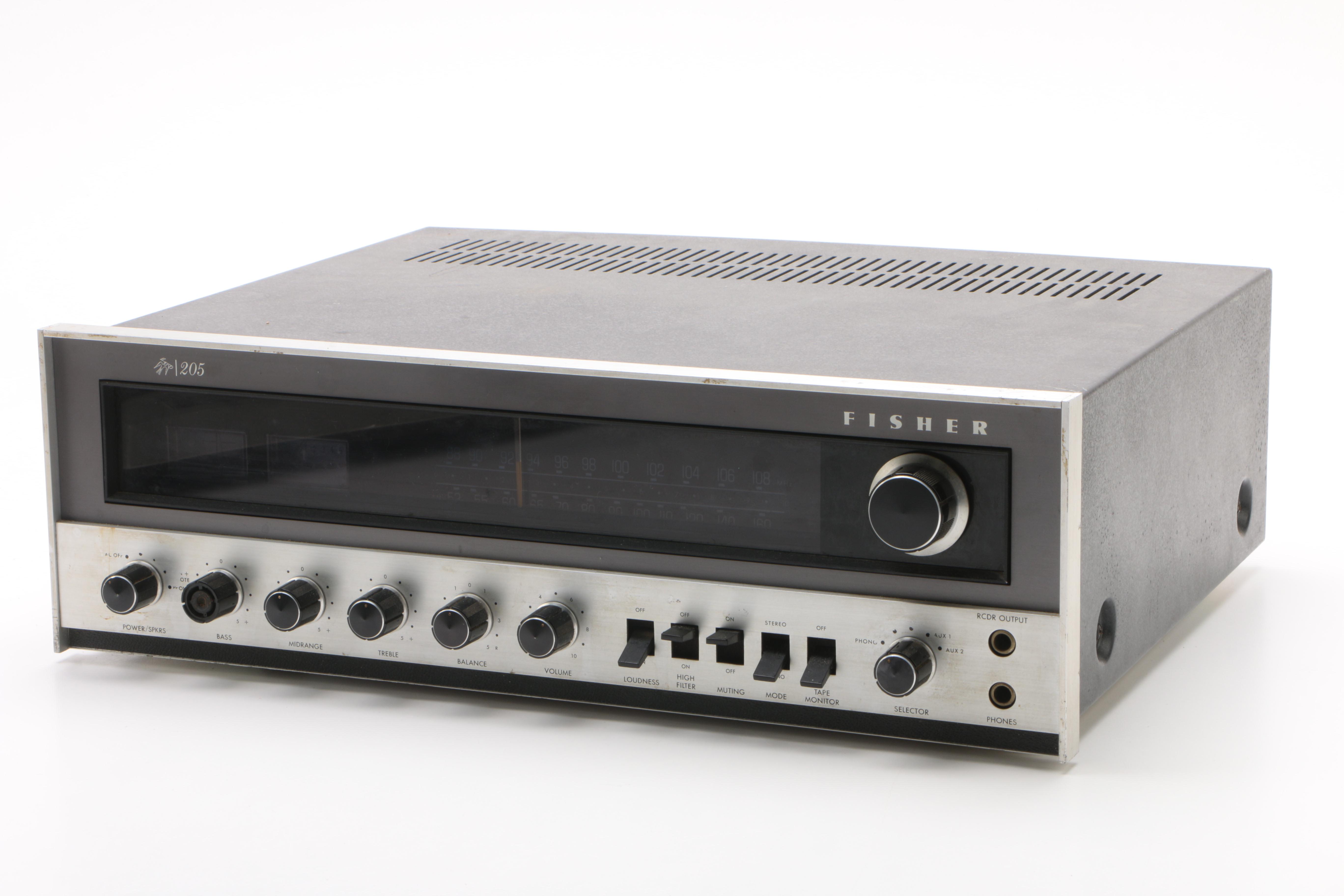 1970s Fisher 205 AM/FM Stereo Receiver, Technics Turntable and XAM 5E Speakers