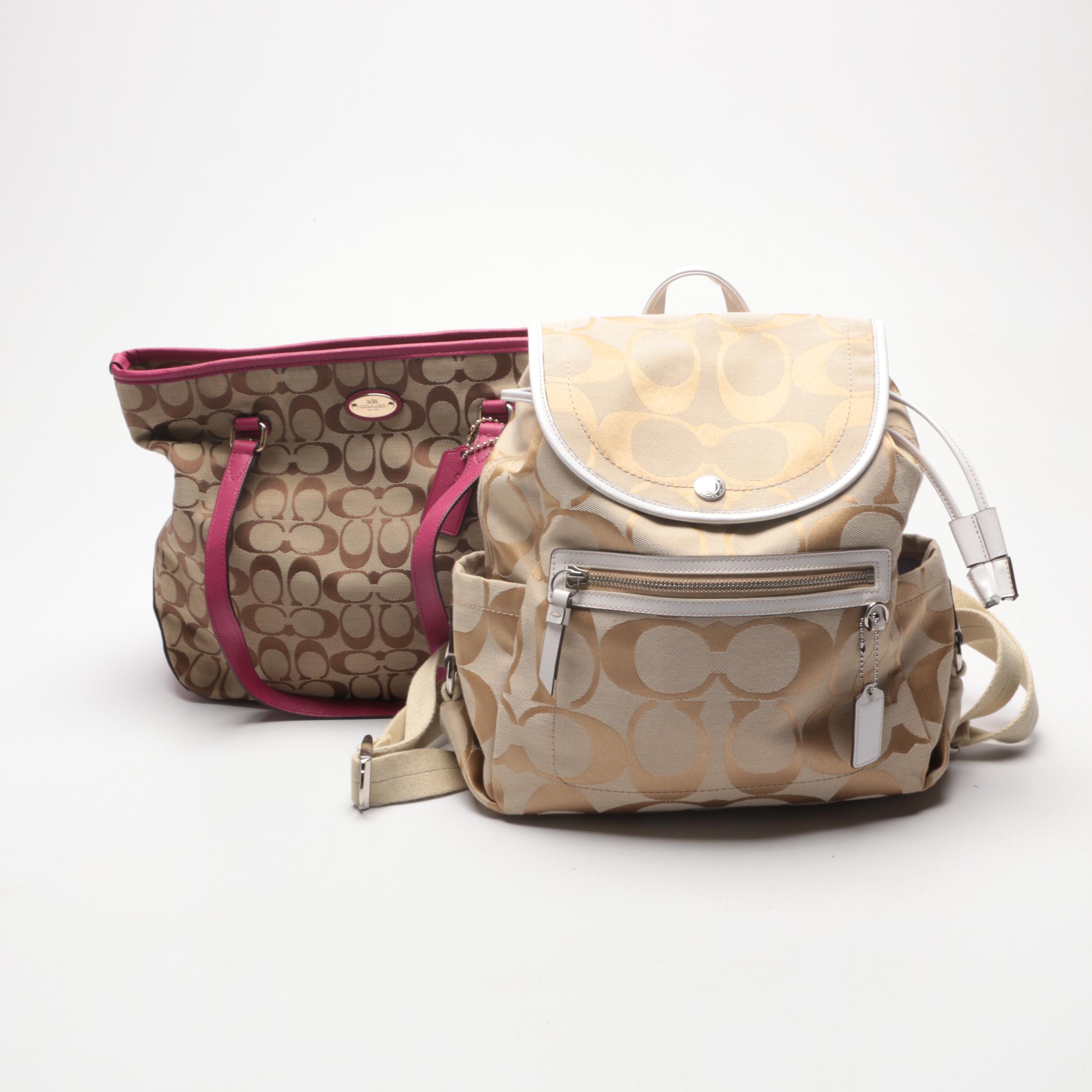 Coach Signature Jacquard Tote and Backpack