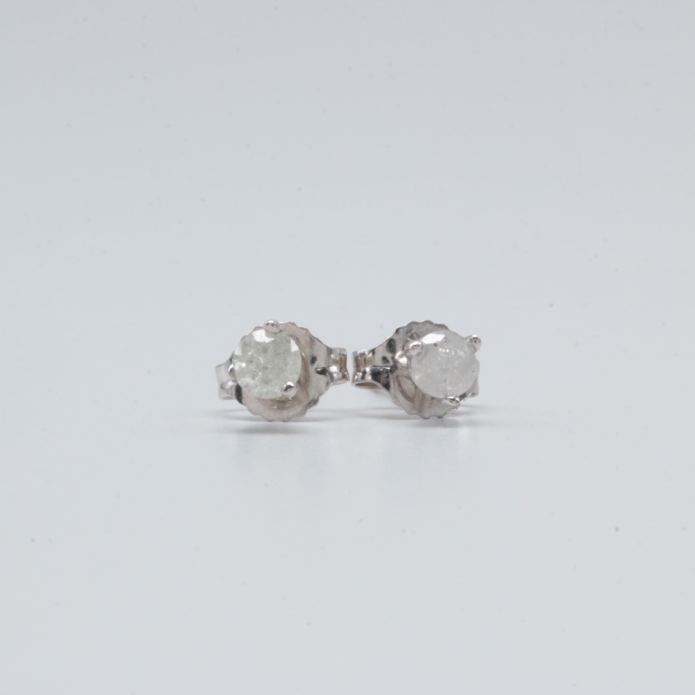 14K White Gold Diamond Earrings
