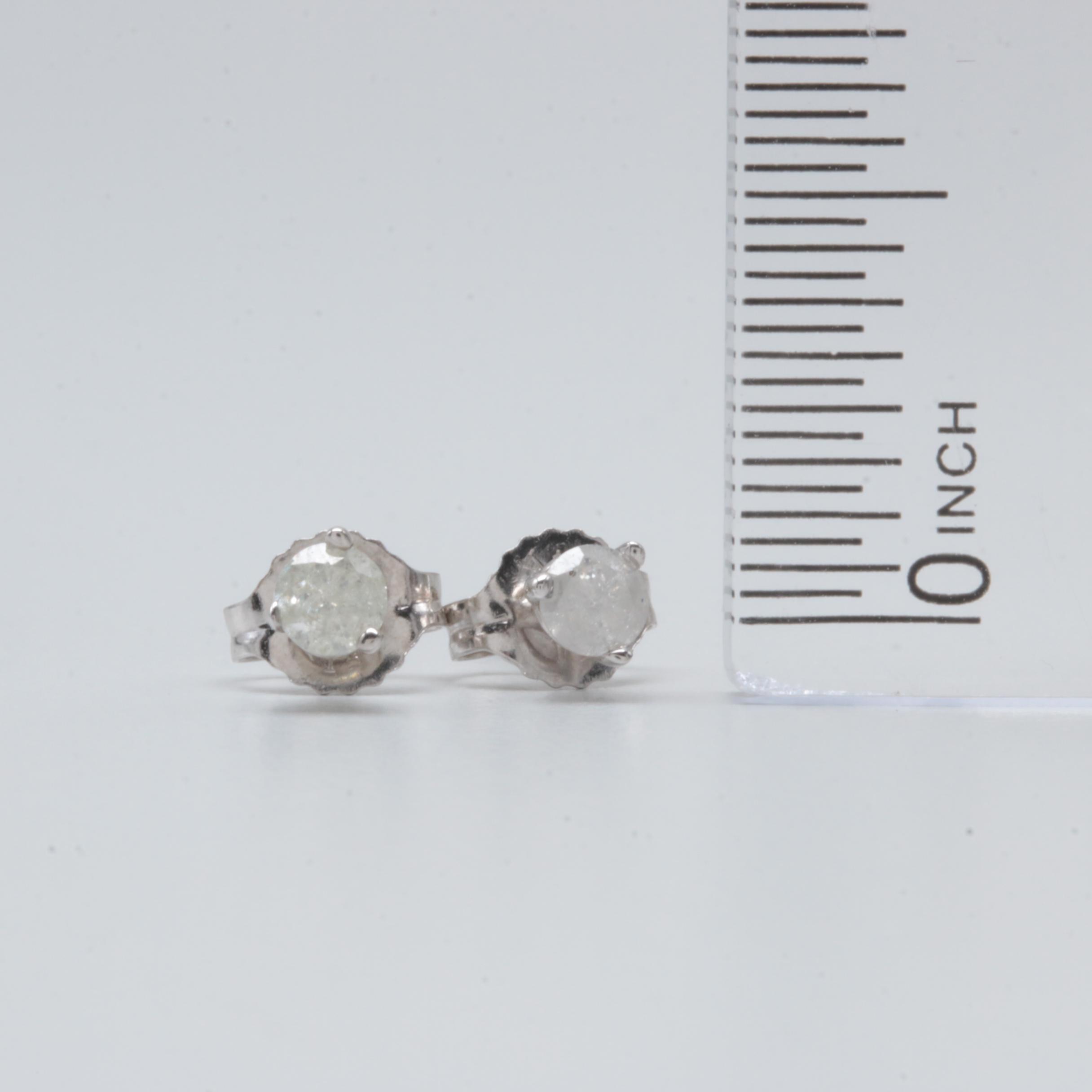 14K White Gold Diamond Earrings