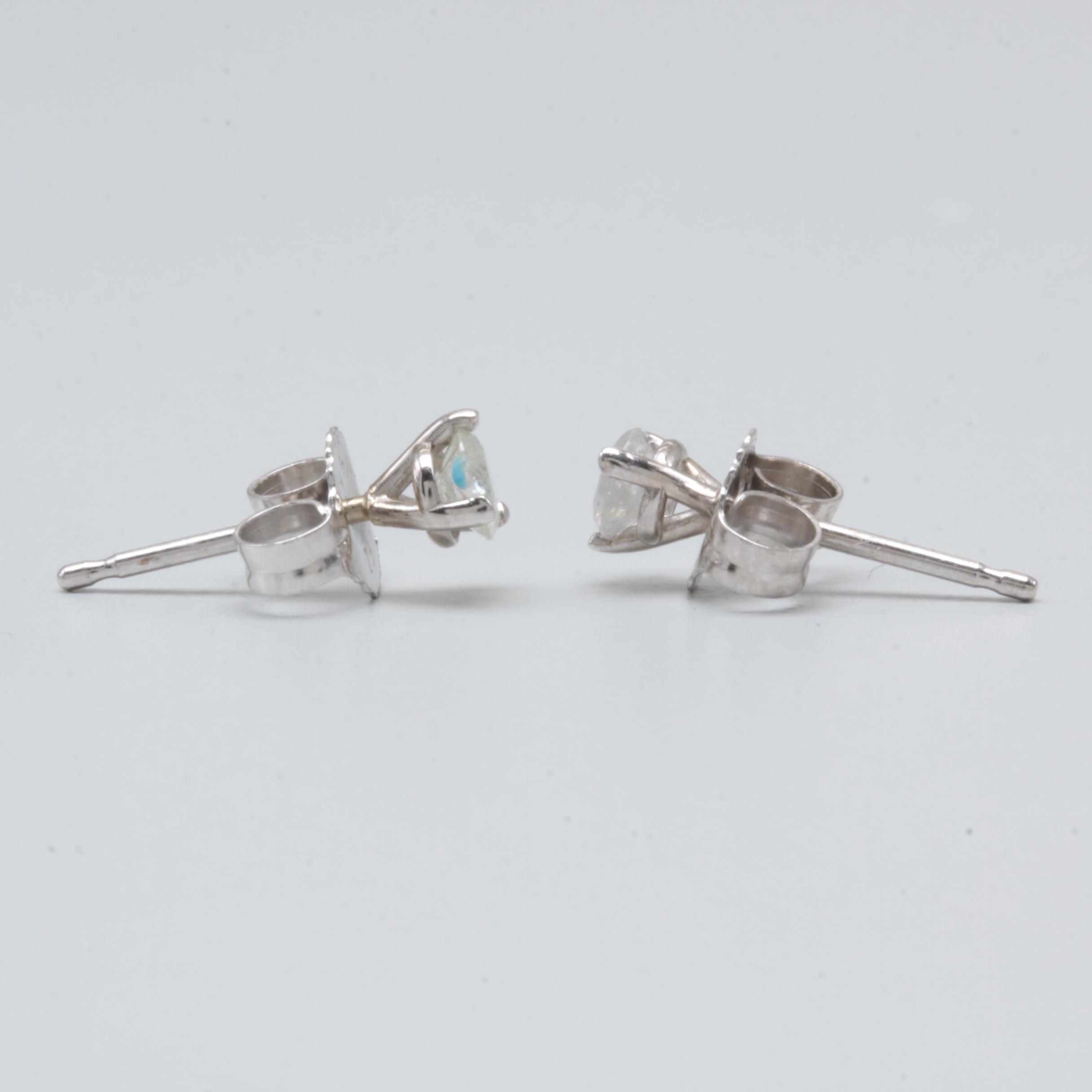 14K White Gold Diamond Earrings