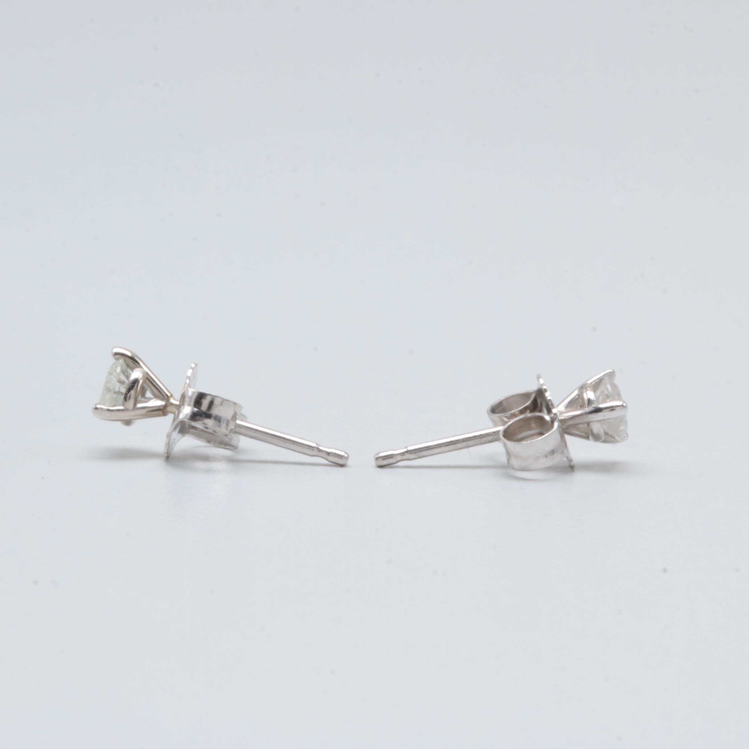 14K White Gold Diamond Earrings