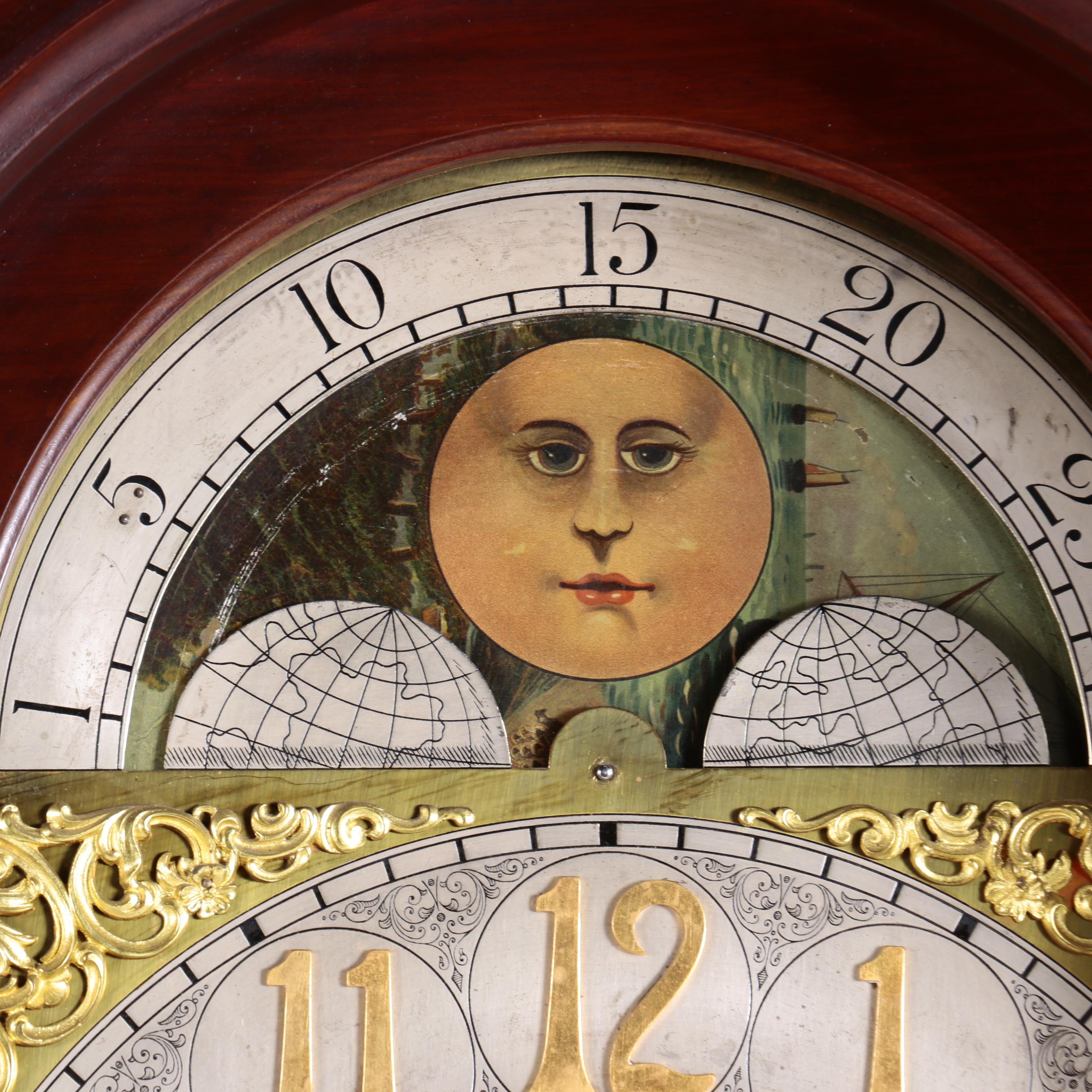 American Mahogany Tall Case Clock by Nelson H. Brown of Boston, Circa 1900