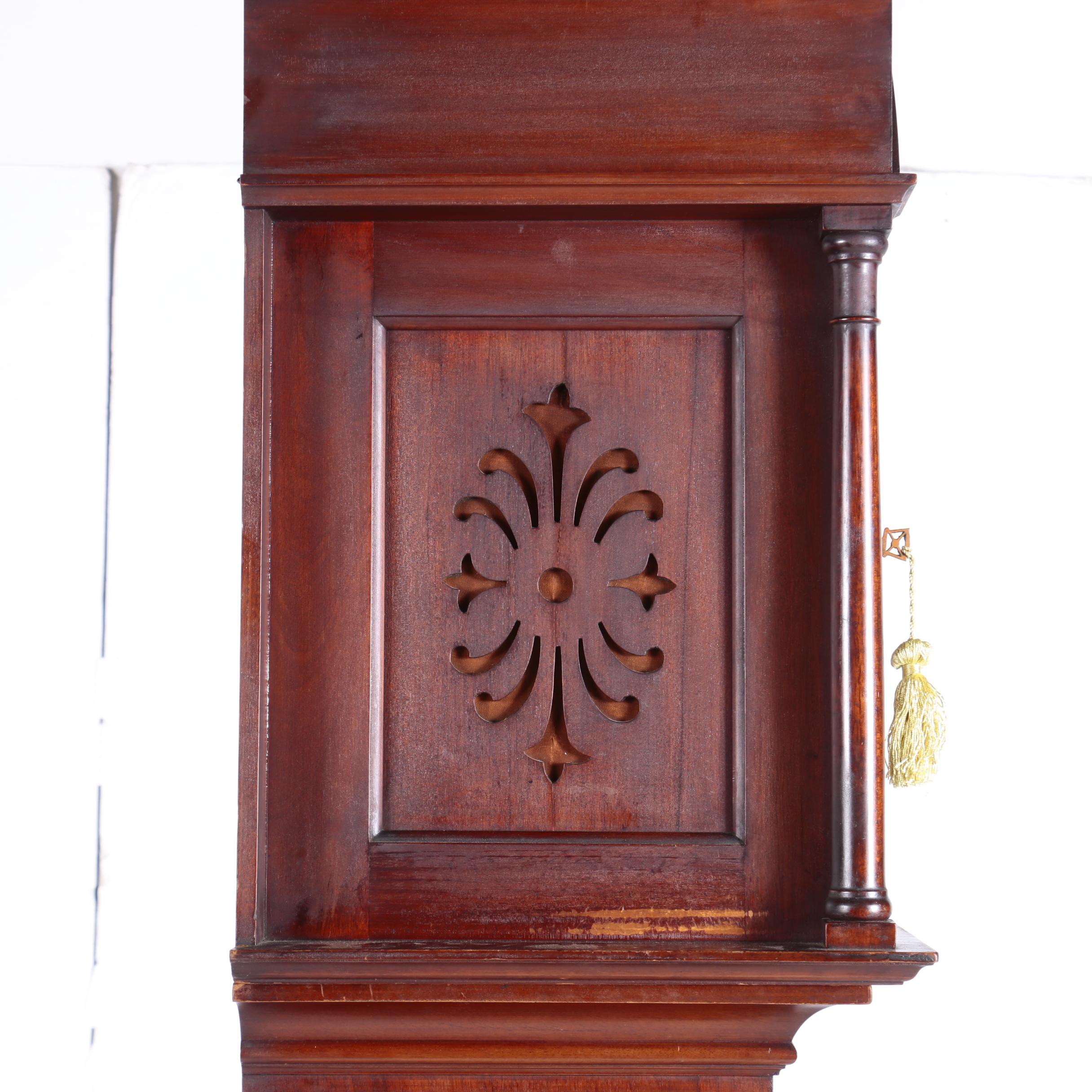 American Mahogany Tall Case Clock by Nelson H. Brown of Boston, Circa 1900