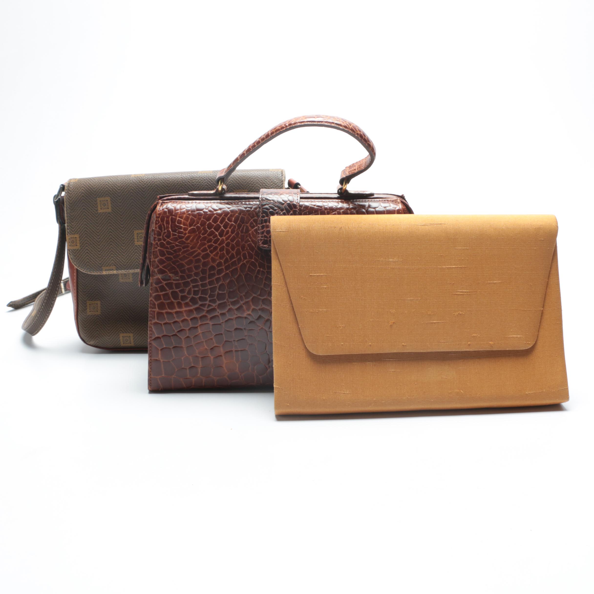 Laurel Burch Clutch, Talbots Satchel and Texier Handbag with Matching Wallet