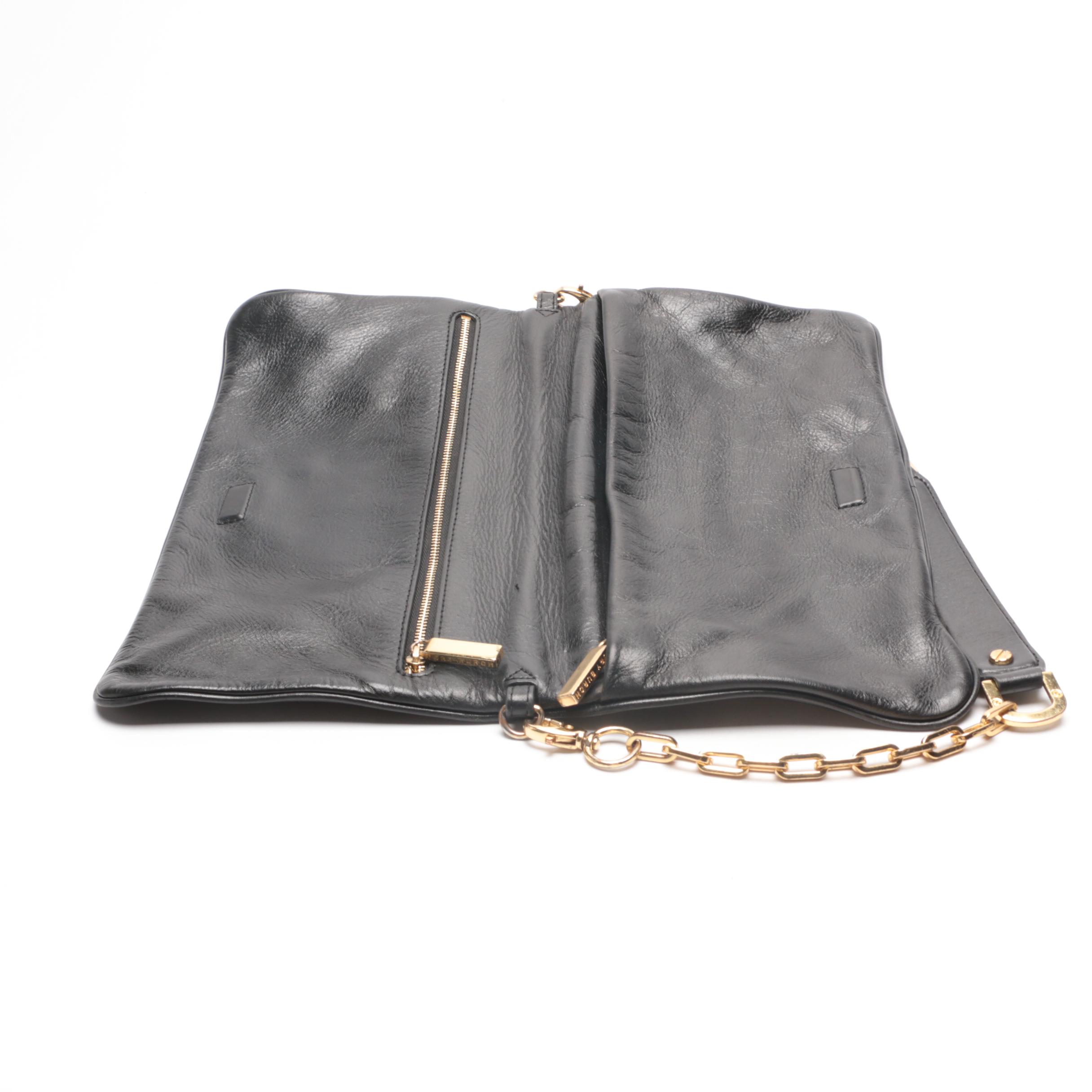 Tory Burch Black Leather Reva Handbag and Minnie Flats